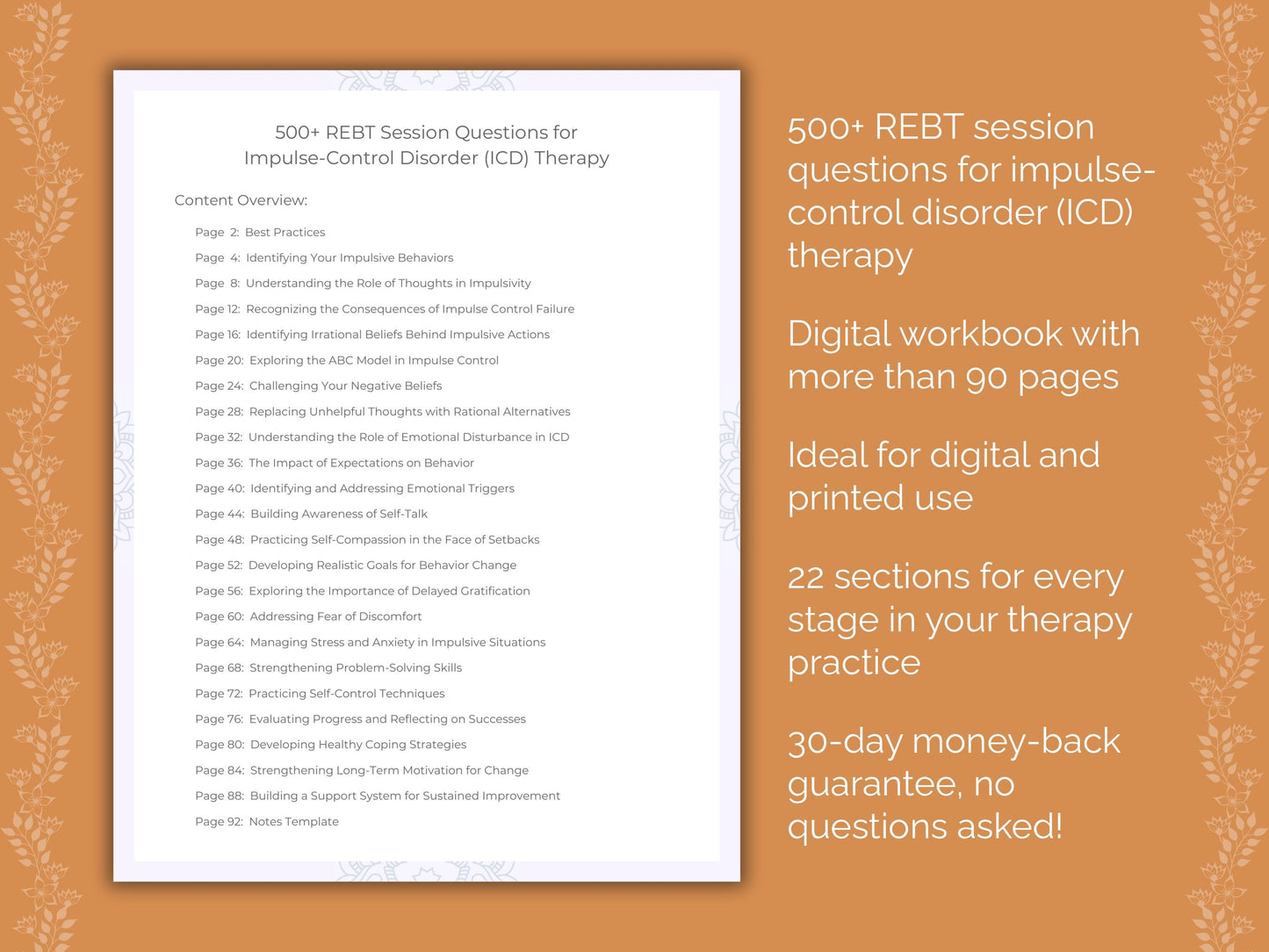 Impulse-Control Disorder (ICD) Rational Emotive Behavior Therapy (REBT) Therapist Worksheets