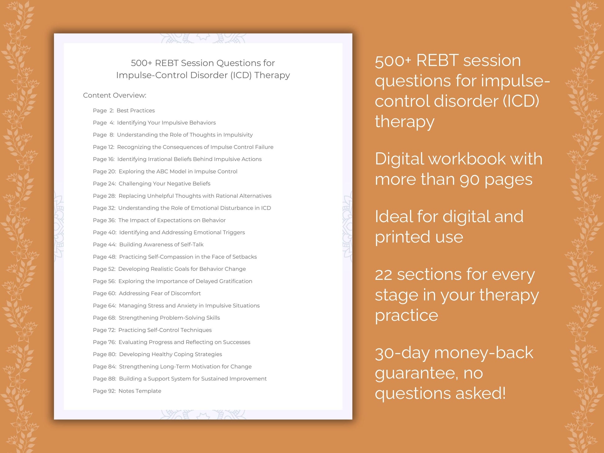 Impulse-Control Disorder (ICD) Rational Emotive Behavior Therapy (REBT) Therapist Worksheets