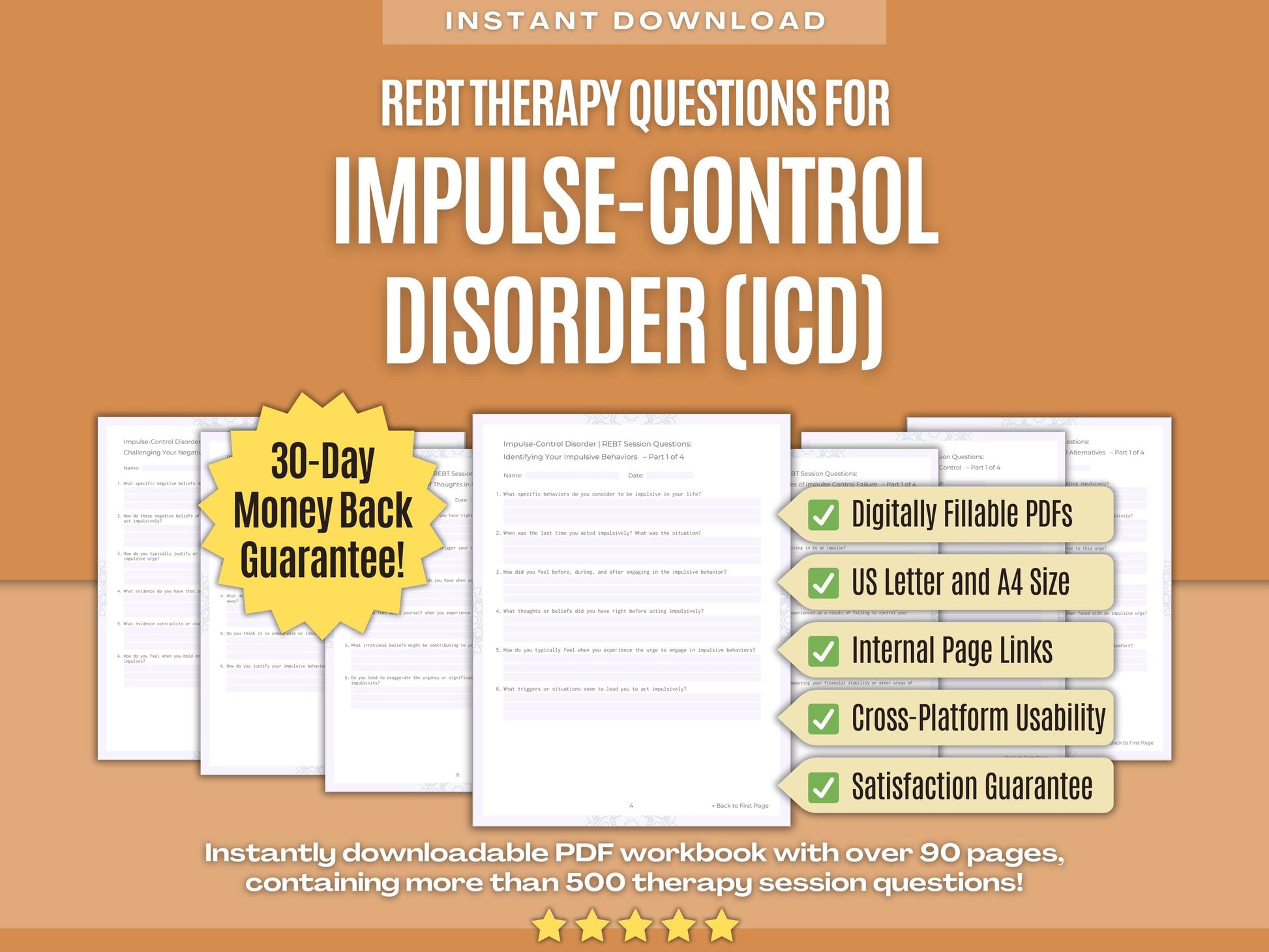 Impulse-Control Disorder (ICD) Rational Emotive Behavior Therapy (REBT) Psychology Workbooks