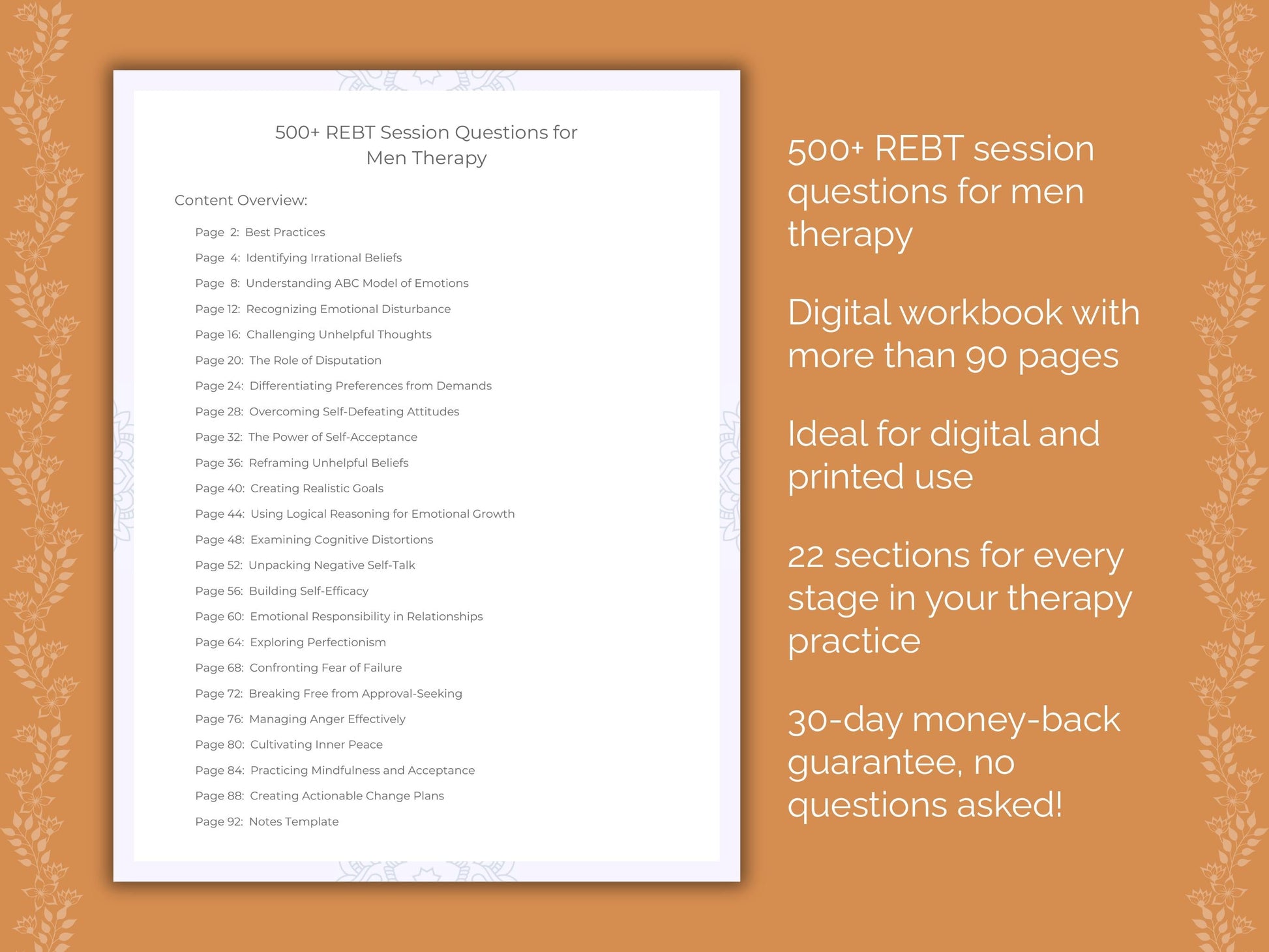 Men Rational Emotive Behavior Therapy (REBT) Therapist Worksheets