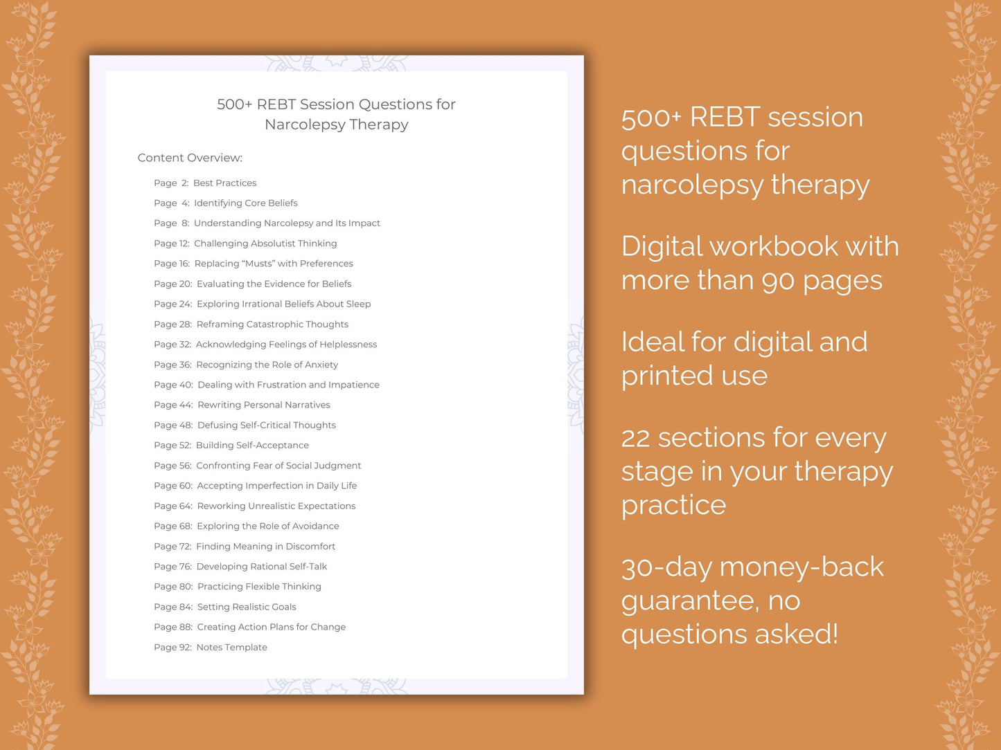 Narcolepsy Rational Emotive Behavior Therapy (REBT) Therapist Worksheets