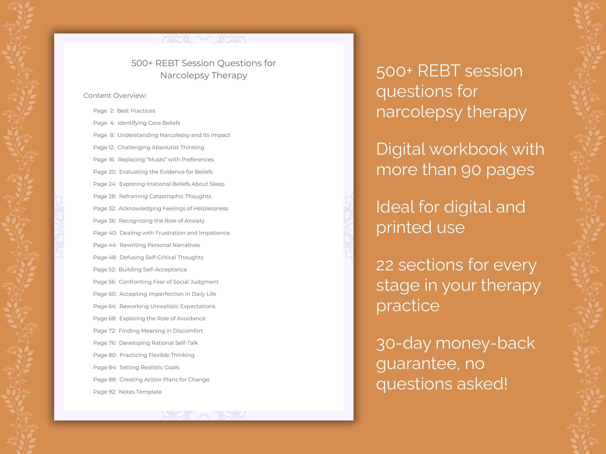 Narcolepsy Rational Emotive Behavior Therapy (REBT) Therapist Worksheets