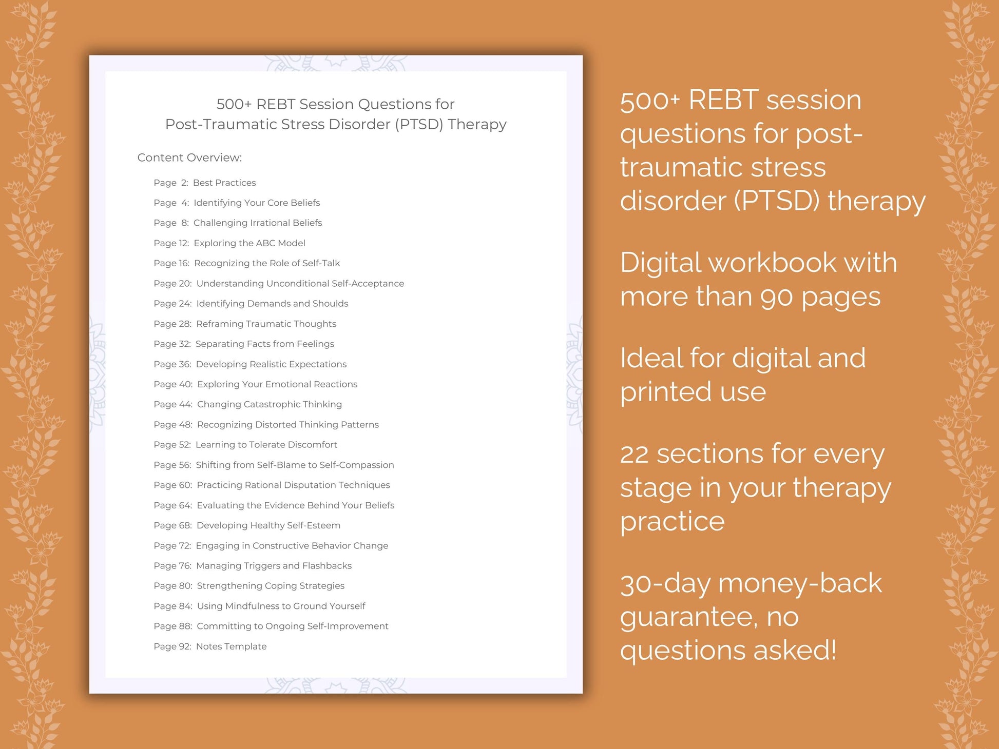 Post-Traumatic Stress Disorder (PTSD) Rational Emotive Behavior Therapy (REBT) Therapist Worksheets