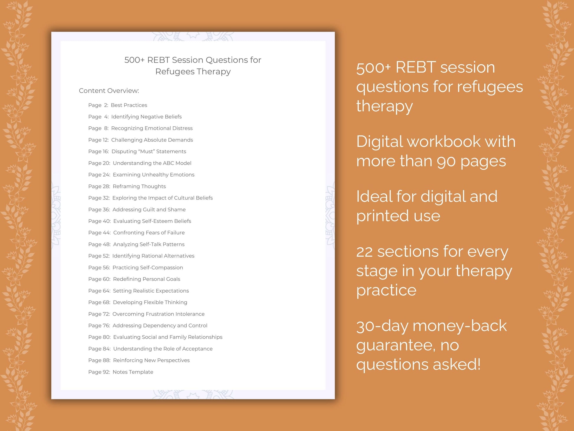 Refugees Rational Emotive Behavior Therapy (REBT) Therapist Worksheets