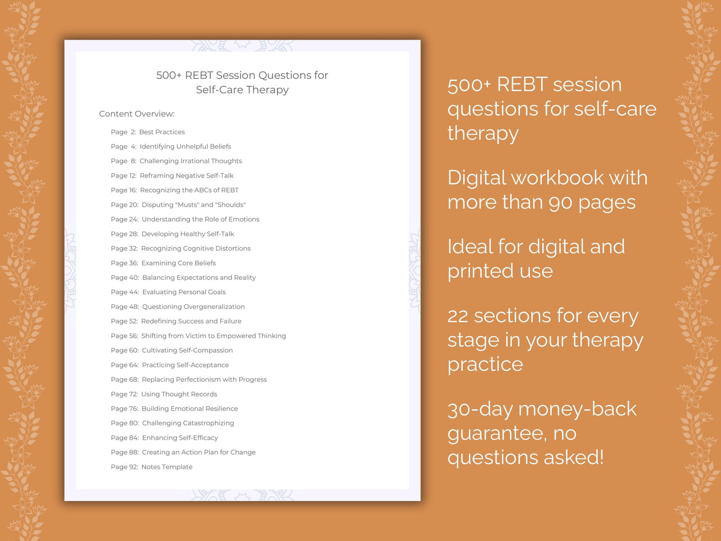 Self-Care Rational Emotive Behavior Therapy (REBT) Therapist Worksheets