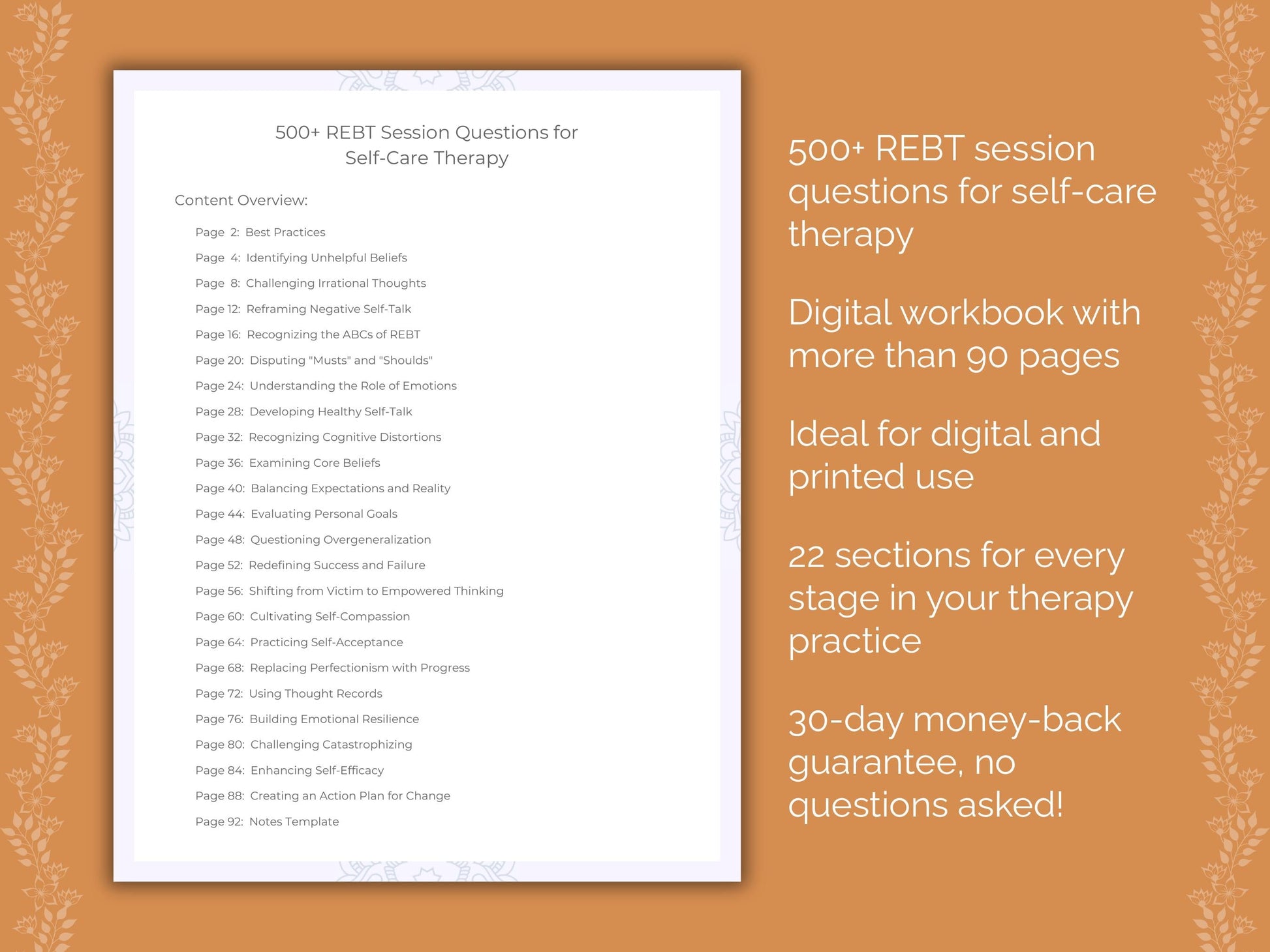 Self-Care Rational Emotive Behavior Therapy (REBT) Therapist Worksheets