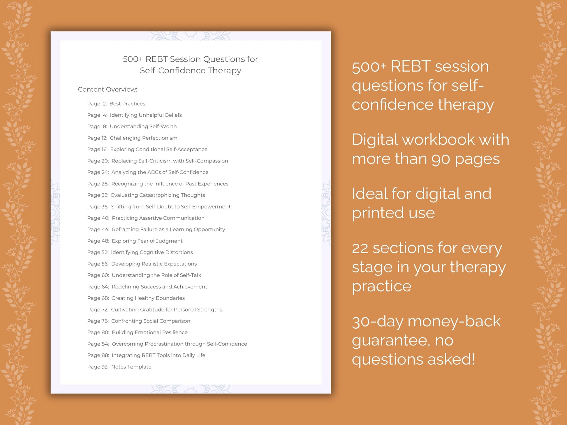 Self-Confidence Rational Emotive Behavior Therapy (REBT) Therapist Worksheets