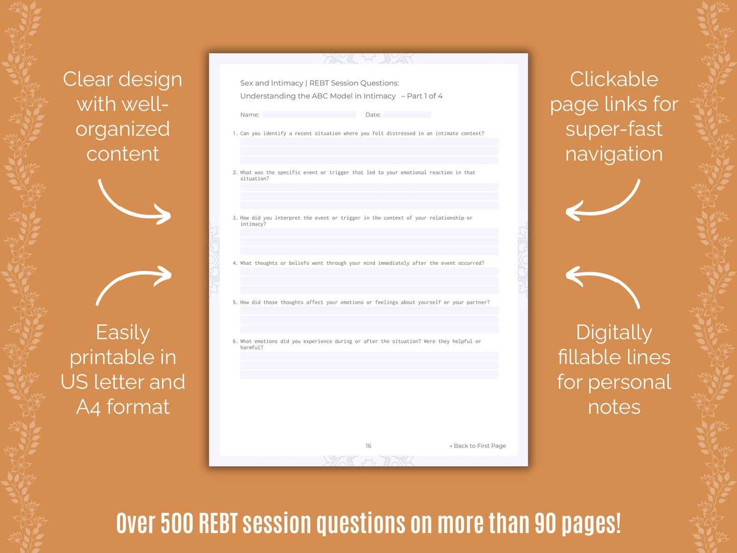 Sex and Intimacy Rational Emotive Behavior Therapy (REBT) Counseling Templates
