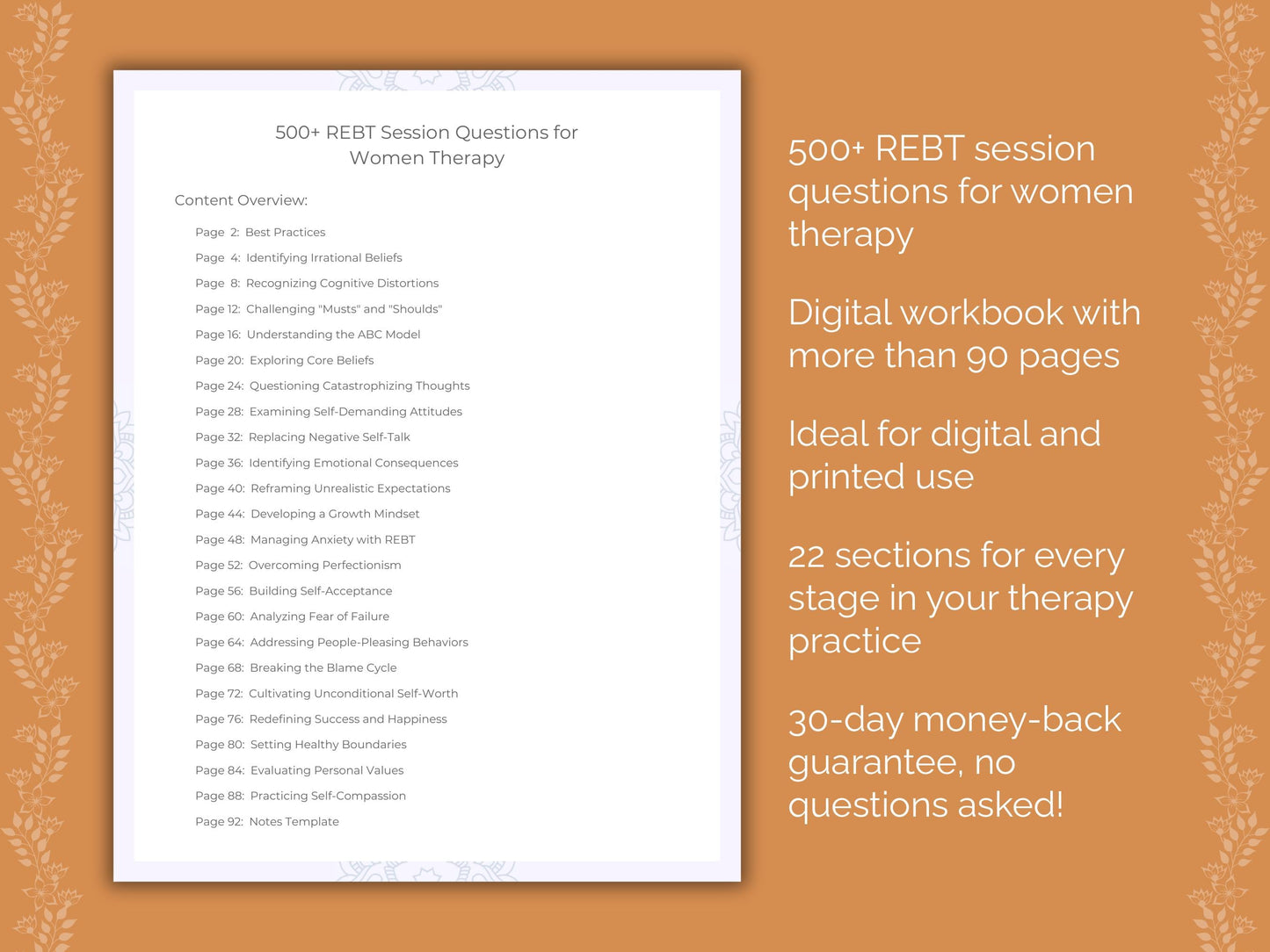 Women Rational Emotive Behavior Therapy (REBT) Therapist Worksheets
