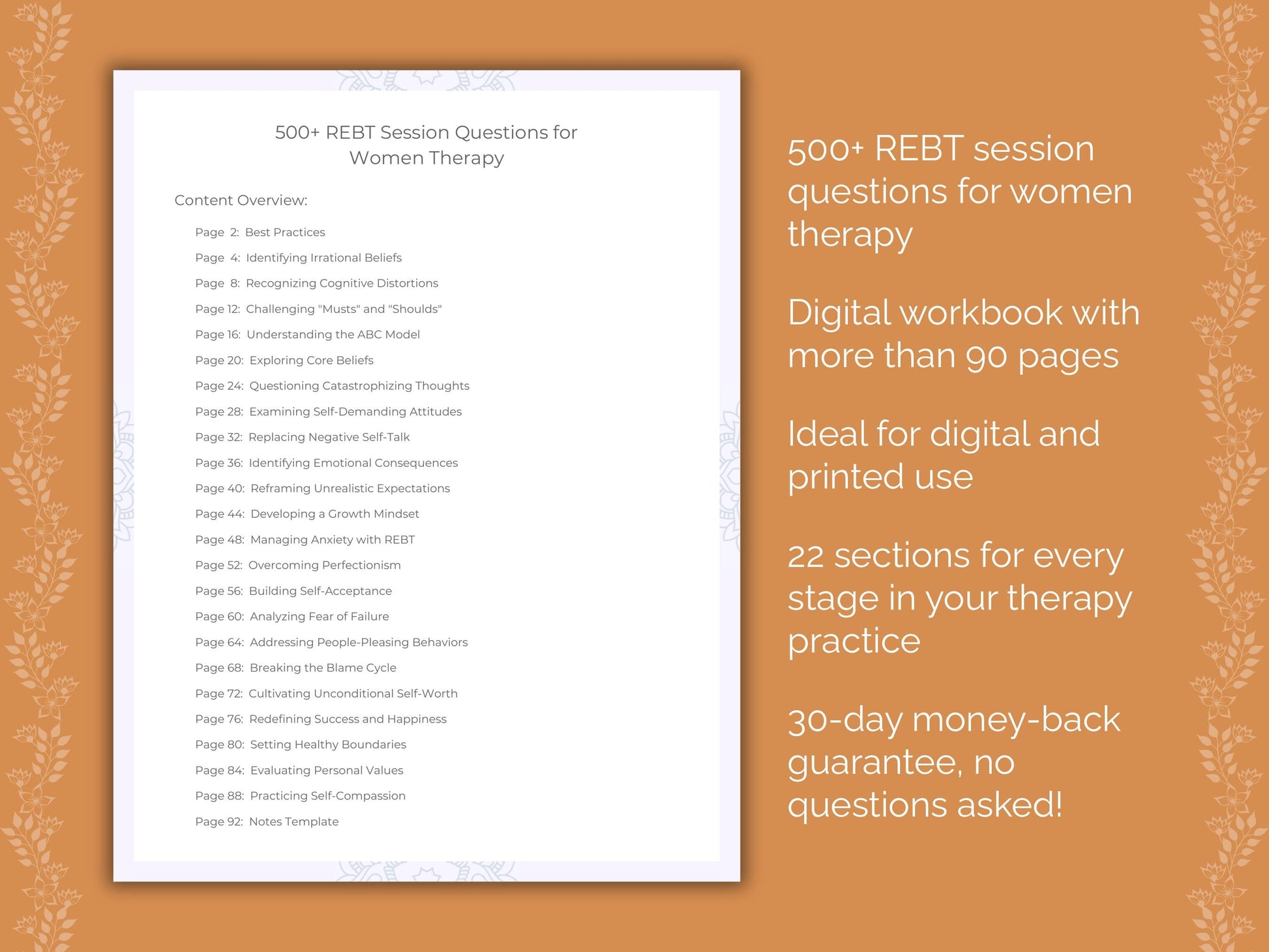 Women Rational Emotive Behavior Therapy (REBT) Therapist Worksheets