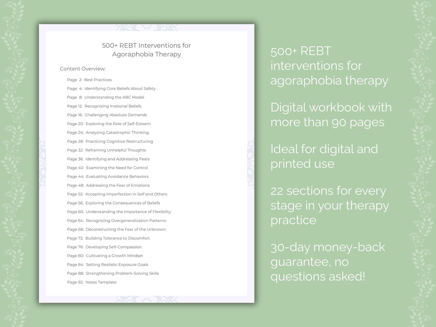 Agoraphobia Rational Emotive Behavior Therapy (REBT) Therapist Worksheets