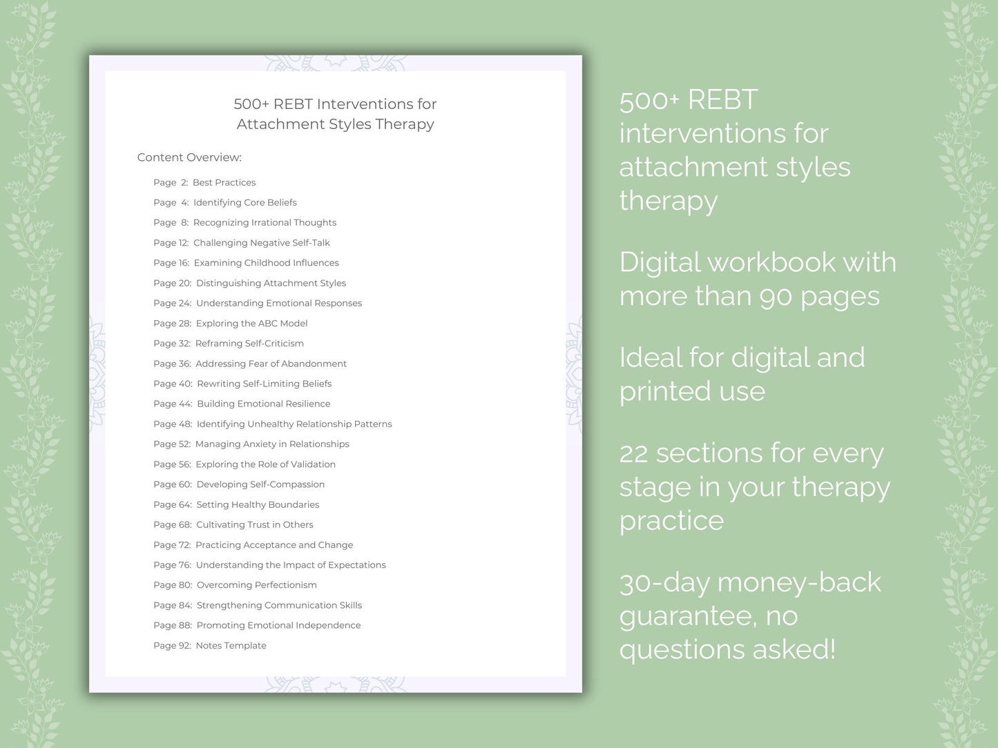 Attachment Styles Rational Emotive Behavior Therapy (REBT) Therapist Worksheets