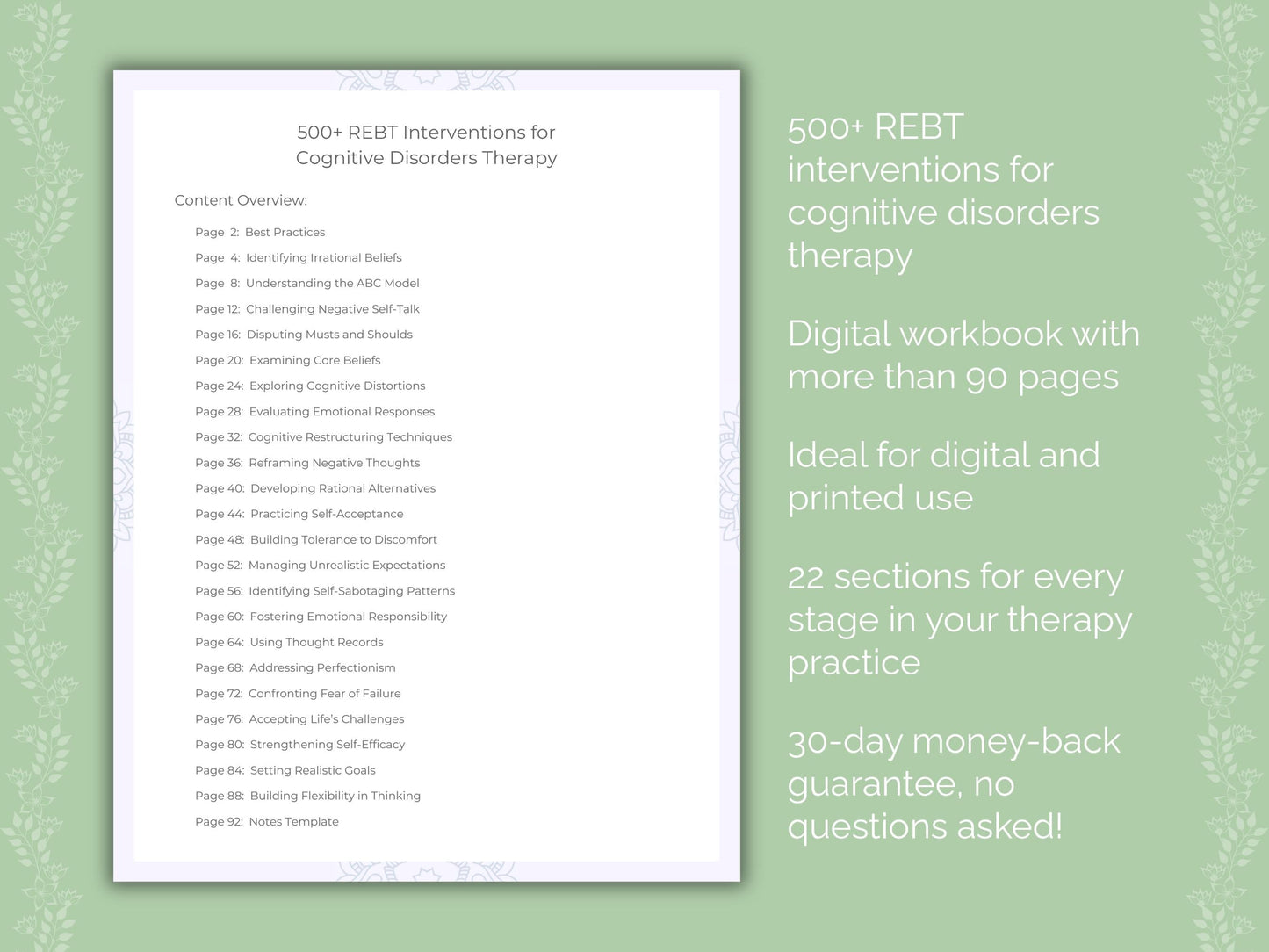 Cognitive Disorders Rational Emotive Behavior Therapy (REBT) Therapist Worksheets