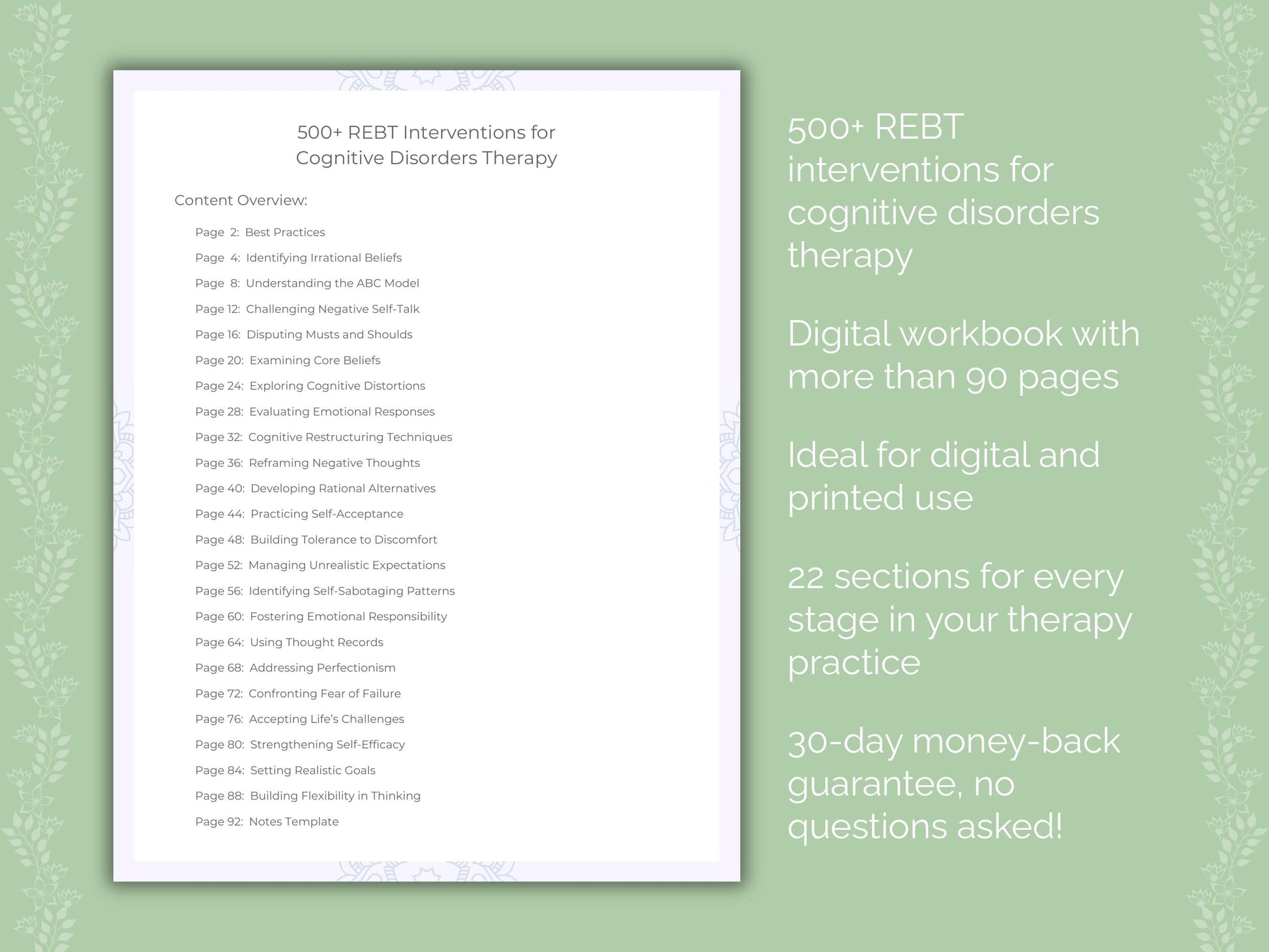 Cognitive Disorders Rational Emotive Behavior Therapy (REBT) Therapist Worksheets