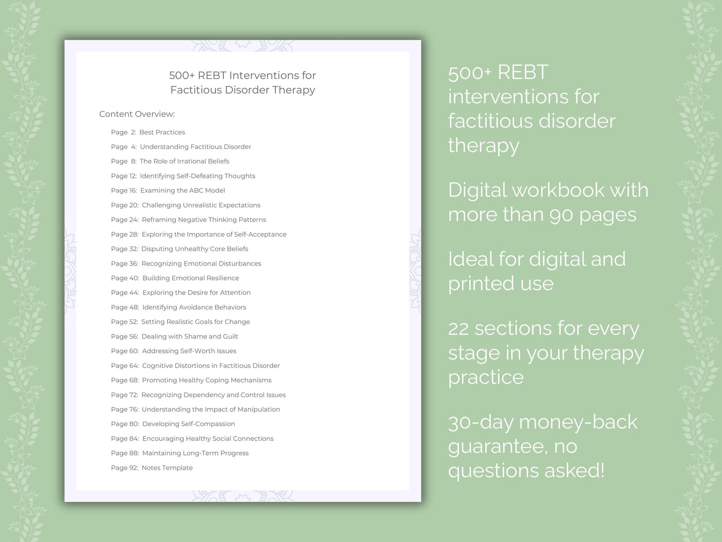 Factitious Disorder Rational Emotive Behavior Therapy (REBT) Therapist Worksheets