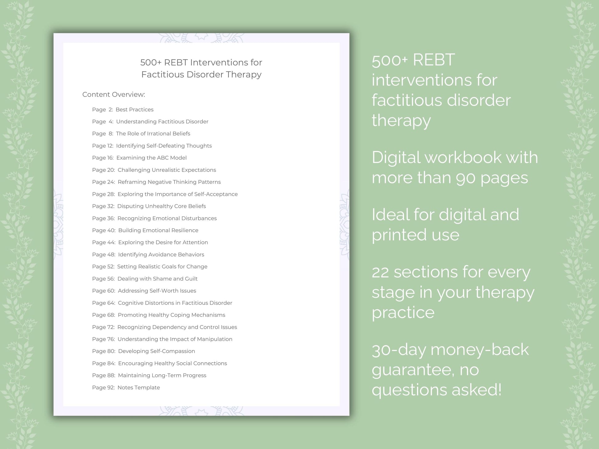 Factitious Disorder Rational Emotive Behavior Therapy (REBT) Therapist Worksheets