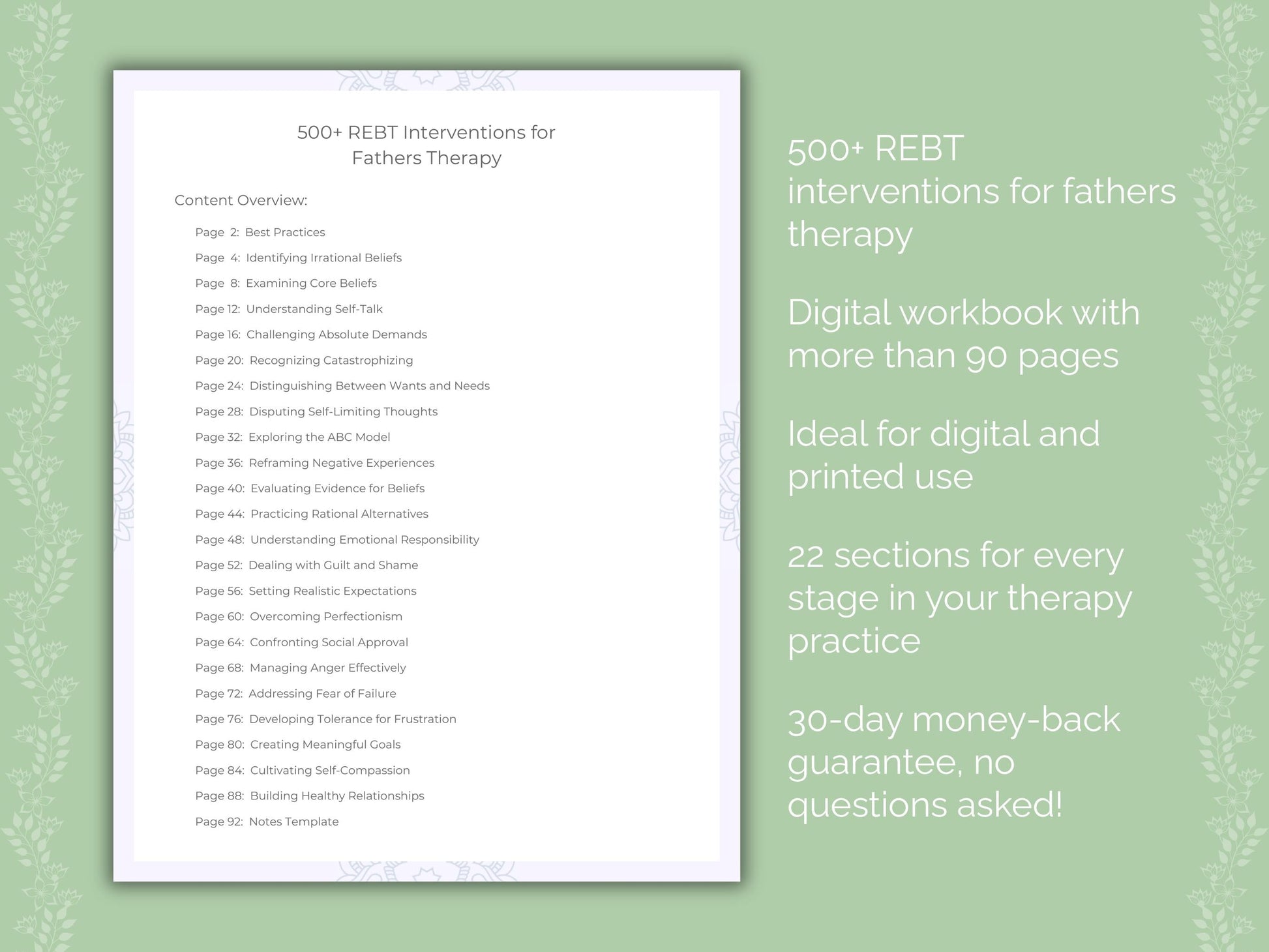 Fathers Rational Emotive Behavior Therapy (REBT) Therapist Worksheets