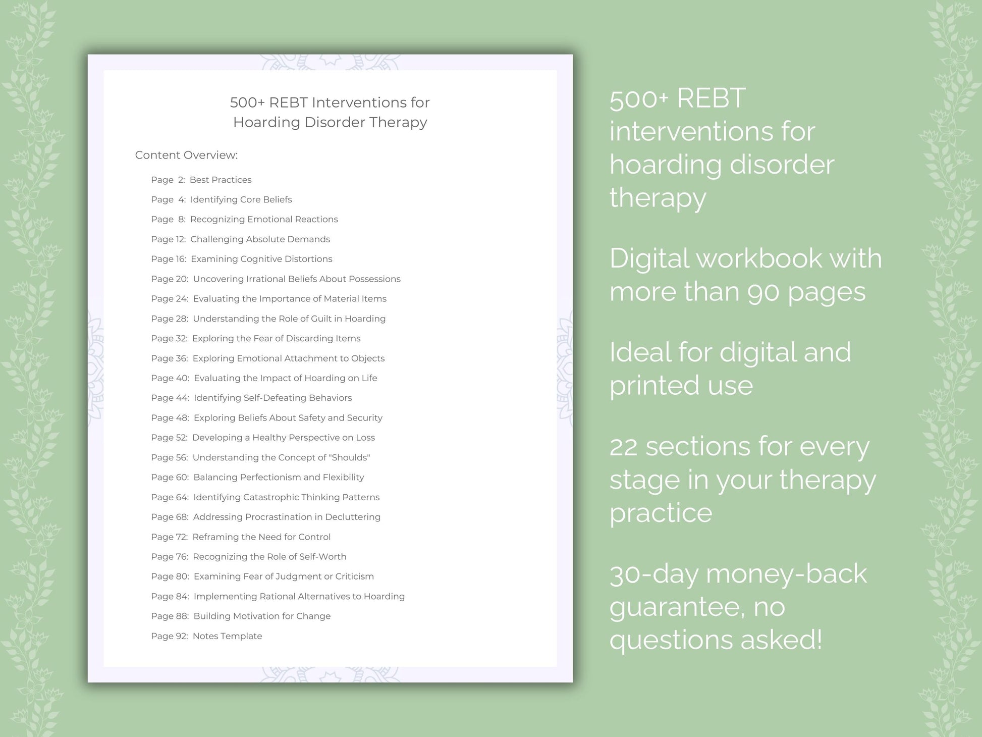 Hoarding Disorder Rational Emotive Behavior Therapy (REBT) Therapist Worksheets