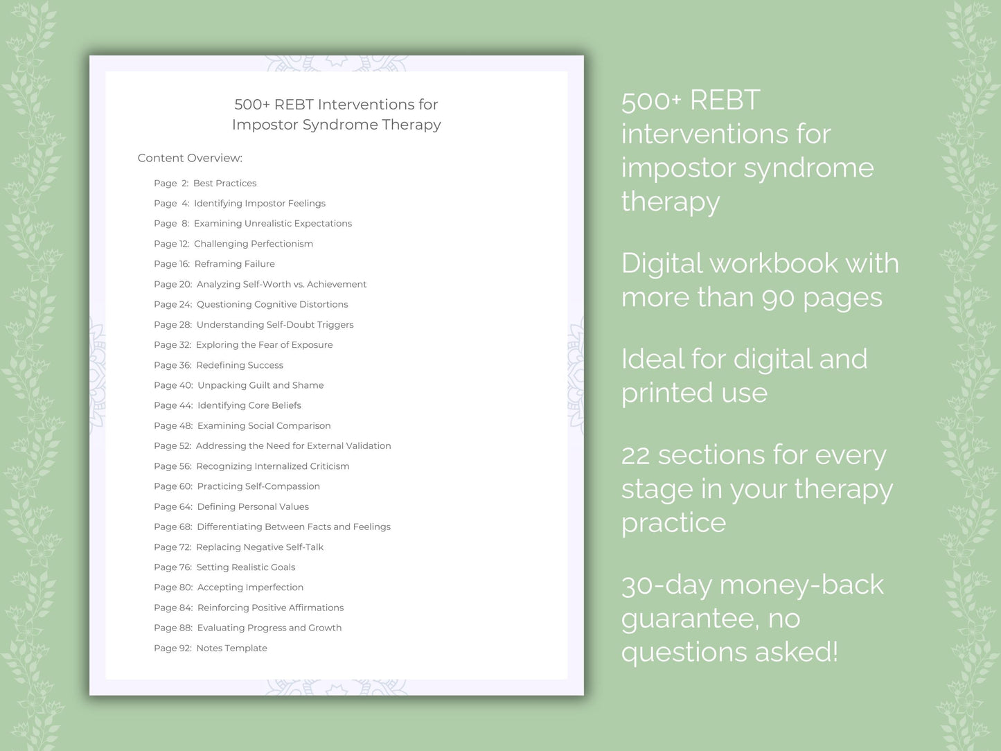 Impostor Syndrome Rational Emotive Behavior Therapy (REBT) Therapist Worksheets