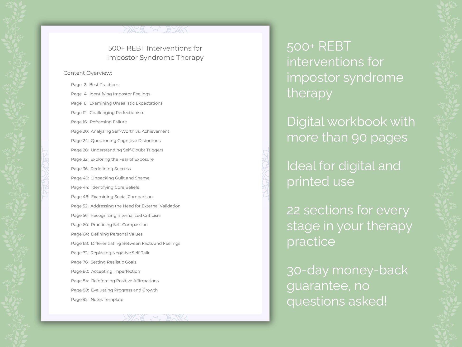 Impostor Syndrome Rational Emotive Behavior Therapy (REBT) Therapist Worksheets