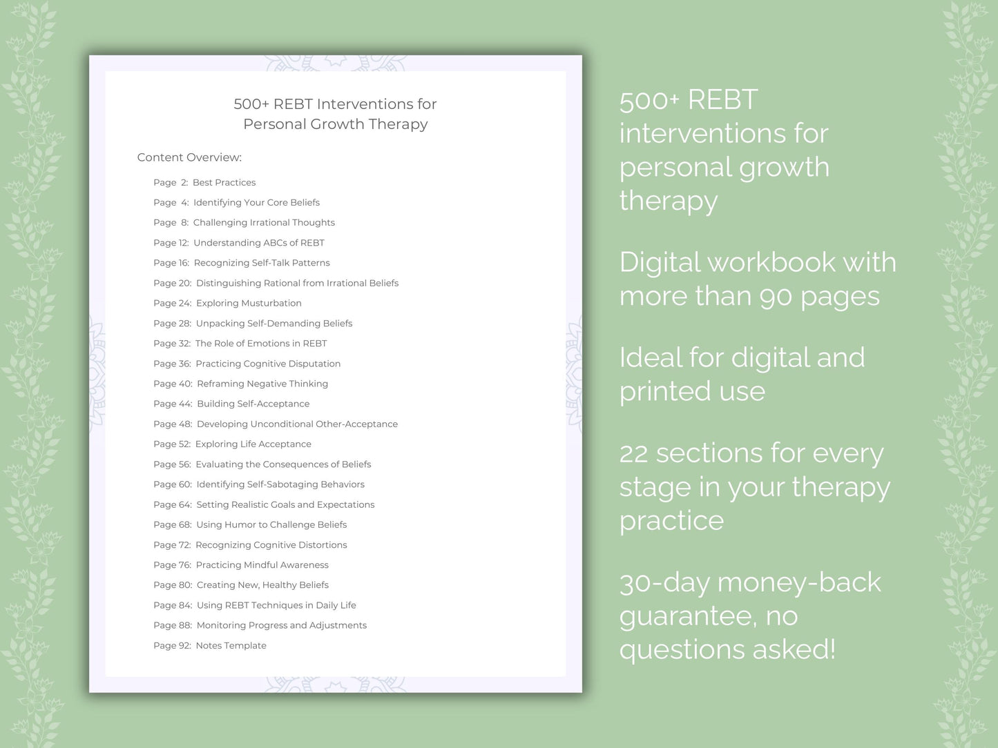 Personal Growth Rational Emotive Behavior Therapy (REBT) Therapist Worksheets