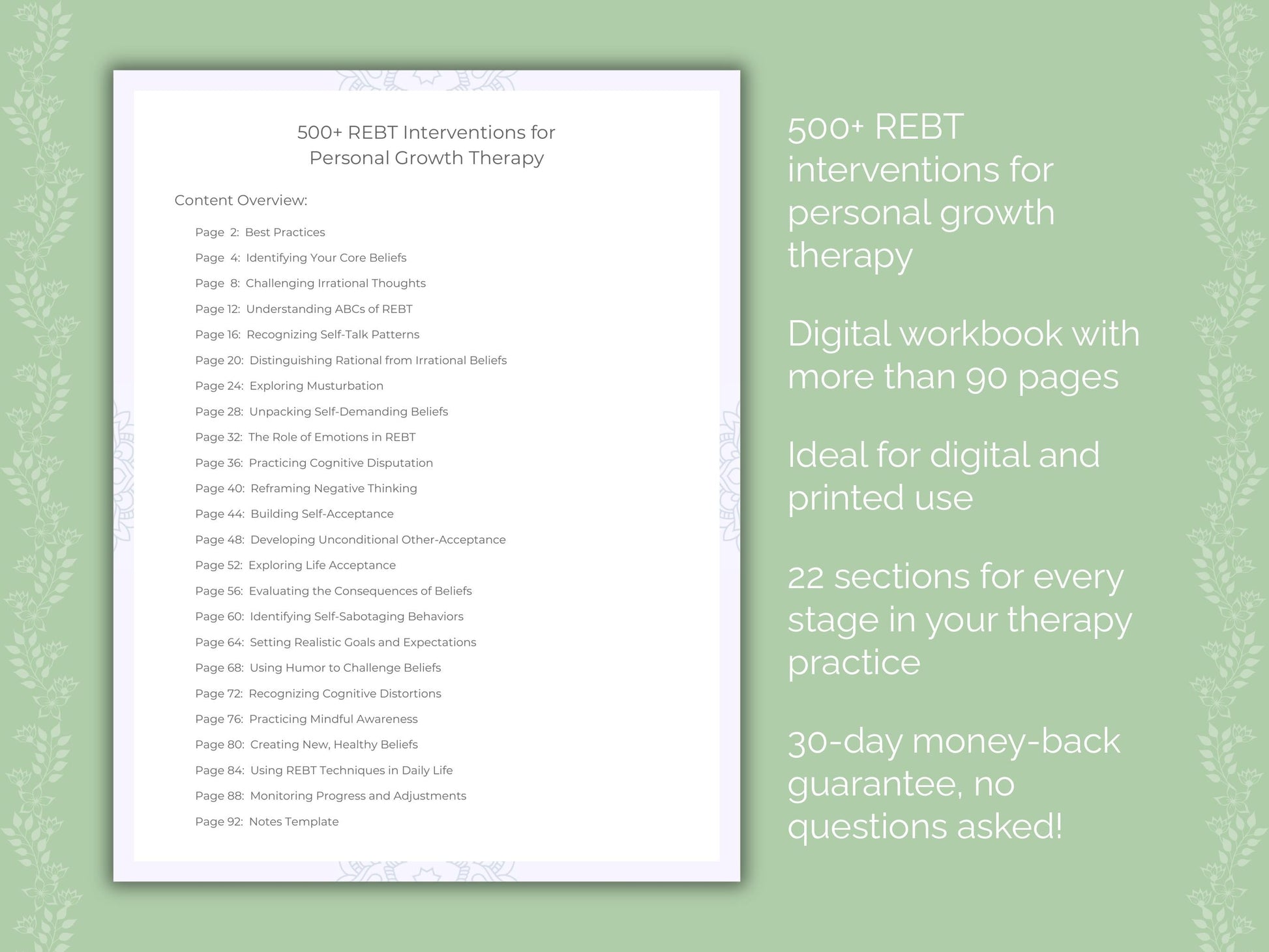 Personal Growth Rational Emotive Behavior Therapy (REBT) Therapist Worksheets