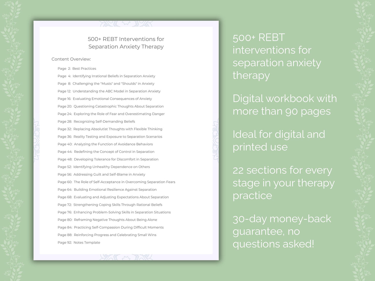 Separation Anxiety Rational Emotive Behavior Therapy (REBT) Therapist Worksheets