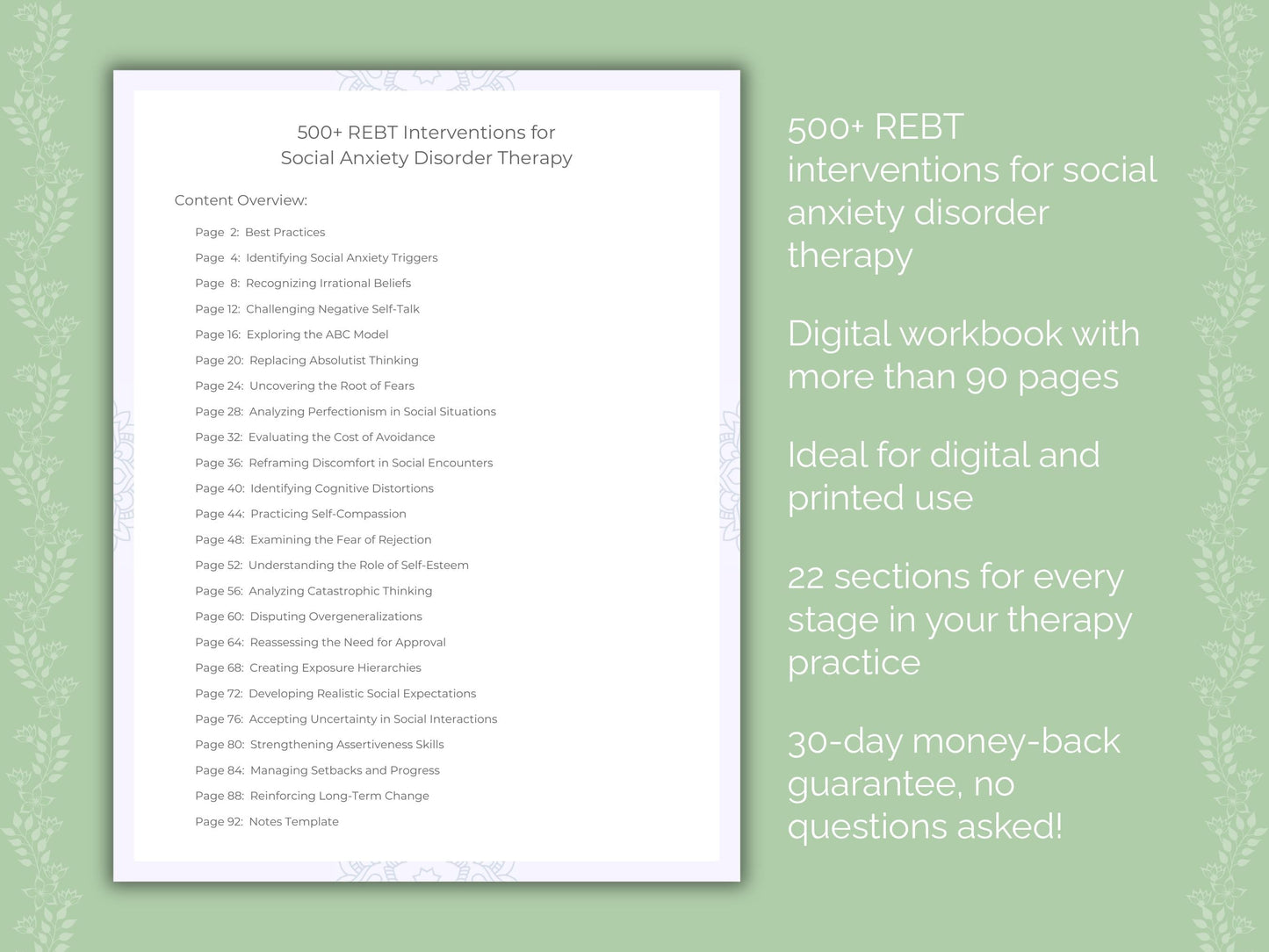 Social Anxiety Disorder Rational Emotive Behavior Therapy (REBT) Therapist Worksheets