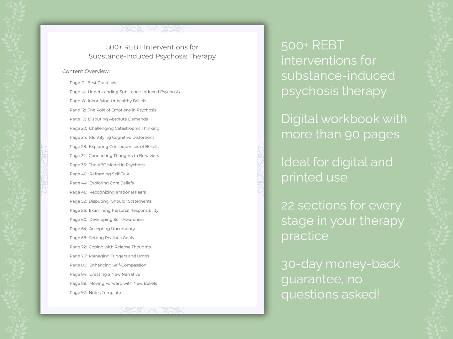 Substance-Induced Psychosis Rational Emotive Behavior Therapy (REBT) Therapist Worksheets