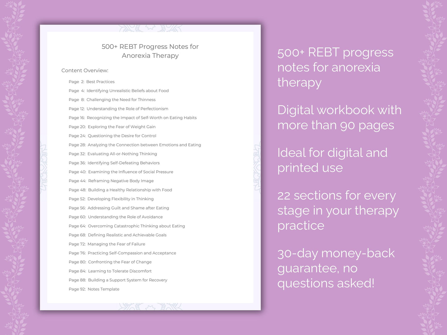 Anorexia Rational Emotive Behavior Therapy (REBT) Therapist Worksheets