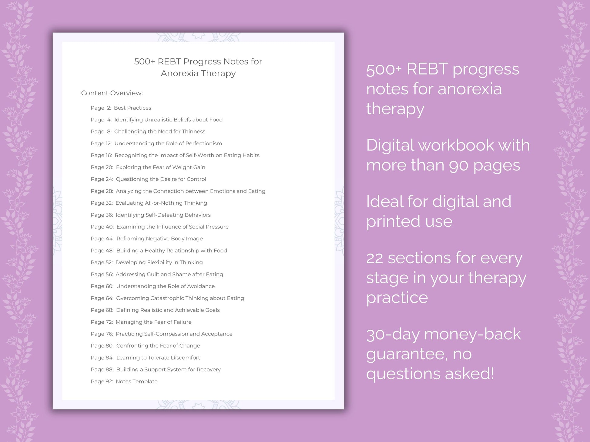 Anorexia Rational Emotive Behavior Therapy (REBT) Therapist Worksheets