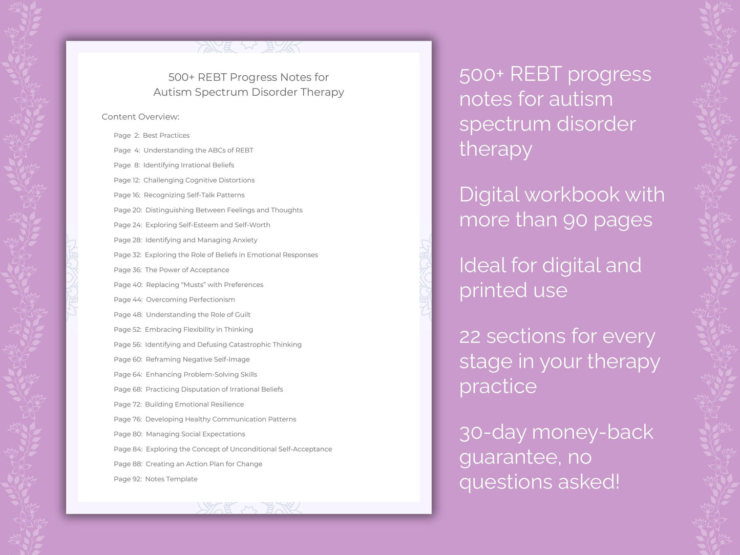 Autism Spectrum Disorder Rational Emotive Behavior Therapy (REBT) Therapist Worksheets