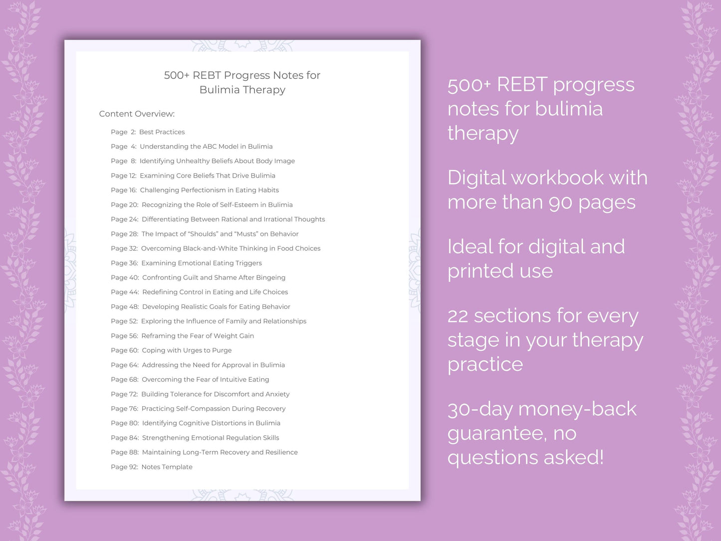 Bulimia Rational Emotive Behavior Therapy (REBT) Therapist Worksheets