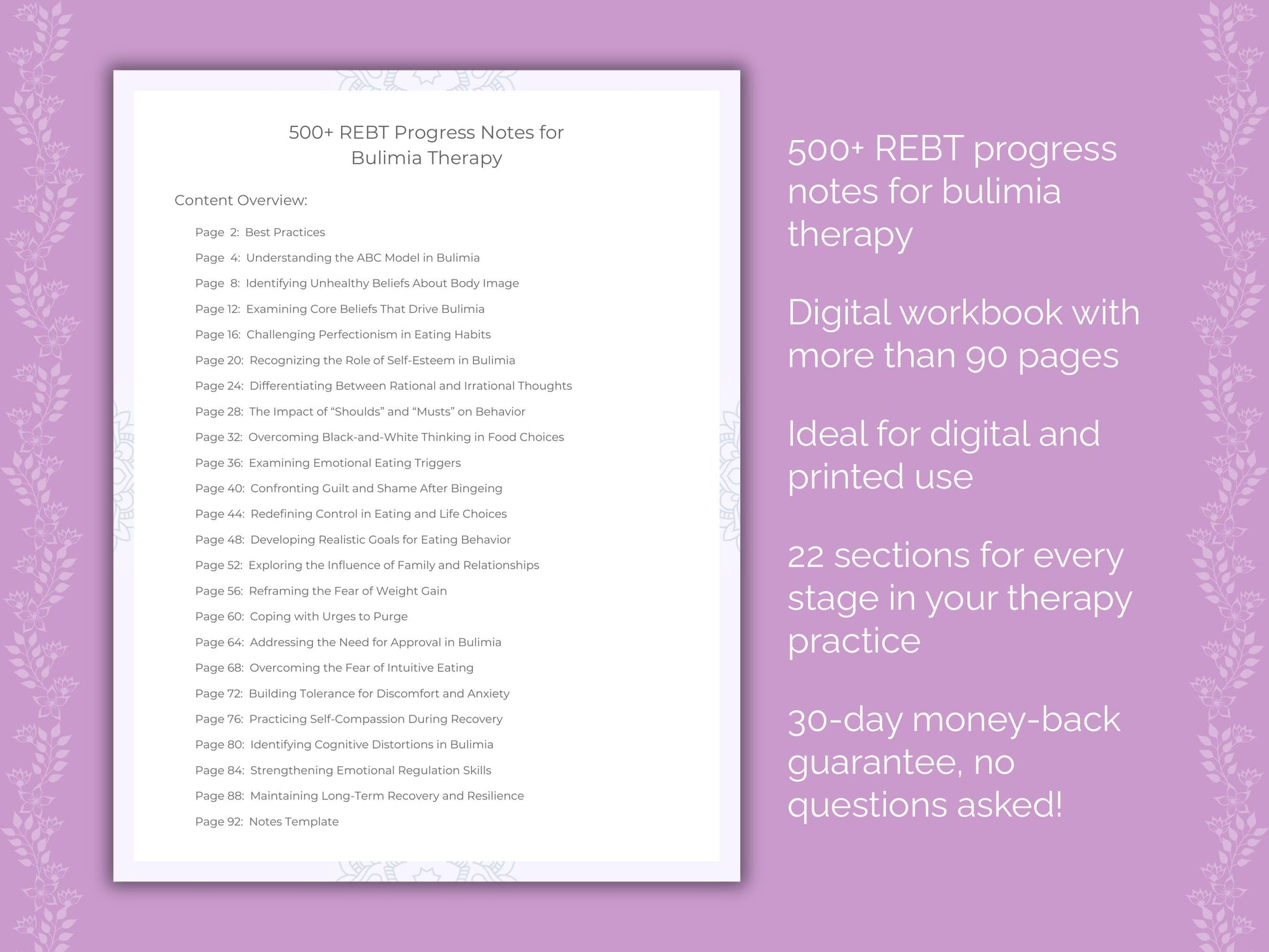 Bulimia Rational Emotive Behavior Therapy (REBT) Therapist Worksheets