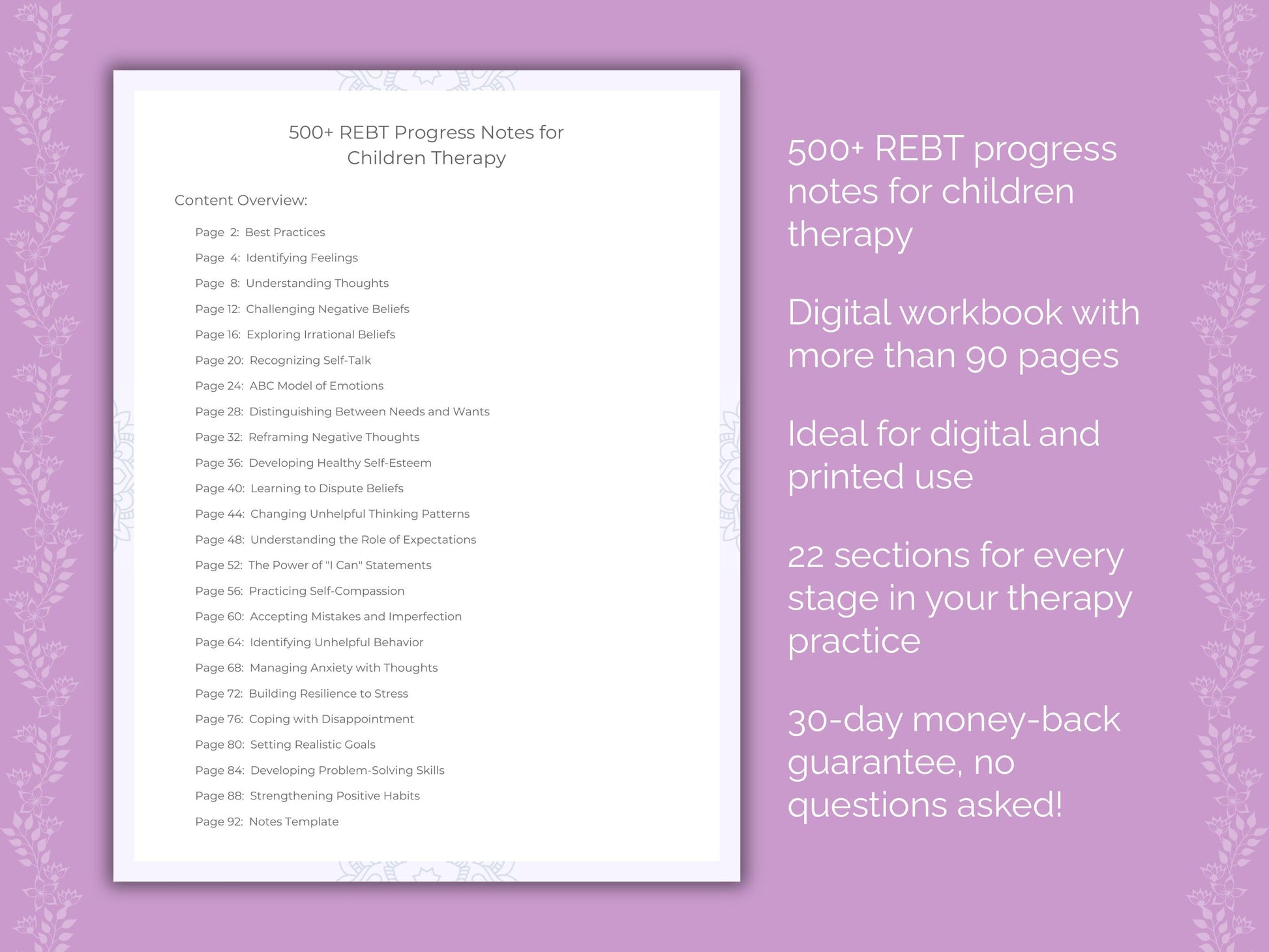 Children Rational Emotive Behavior Therapy (REBT) Therapist Worksheets