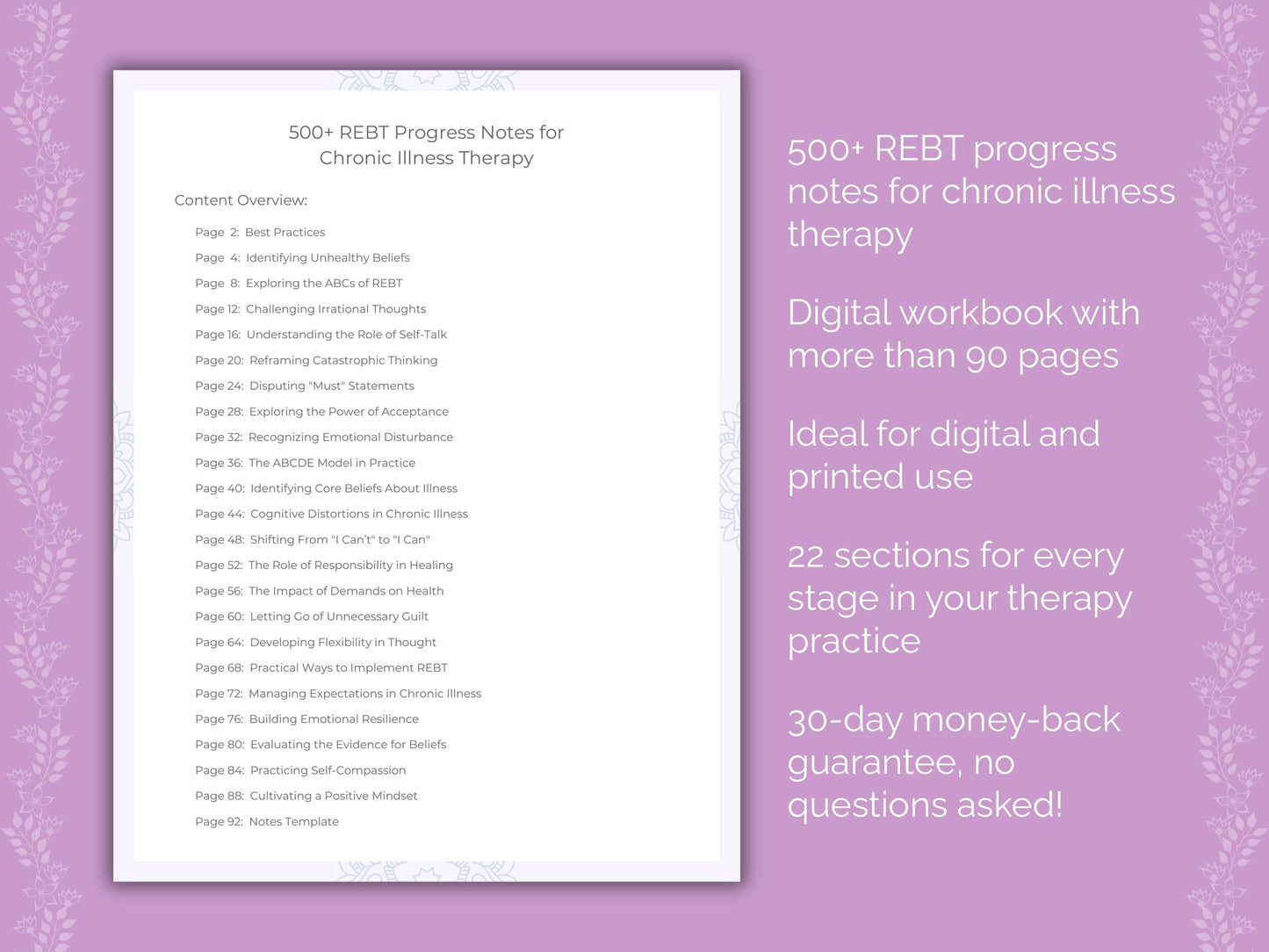 Chronic Illness Rational Emotive Behavior Therapy (REBT) Therapist Worksheets