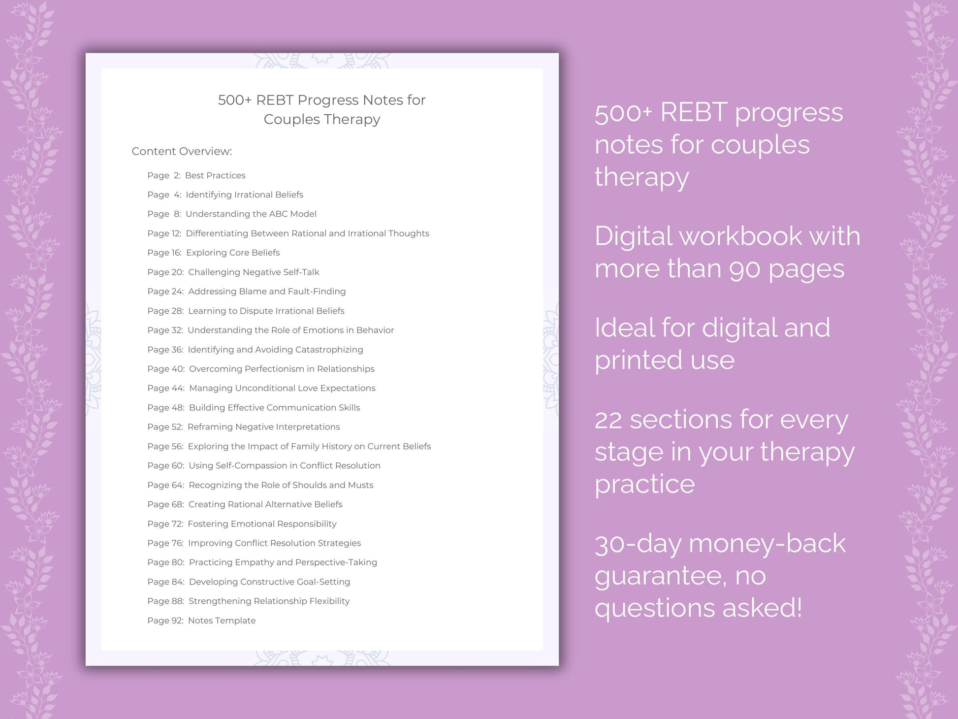 Couples Rational Emotive Behavior Therapy (REBT) Therapist Worksheets