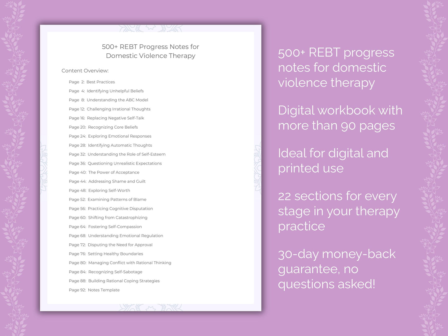 Domestic Violence Rational Emotive Behavior Therapy (REBT) Therapist Worksheets