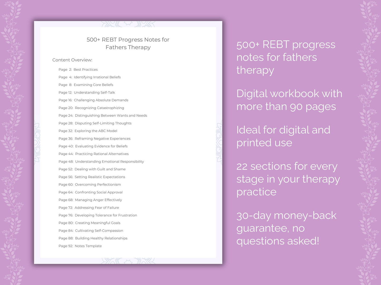 Fathers Rational Emotive Behavior Therapy (REBT) Therapist Worksheets