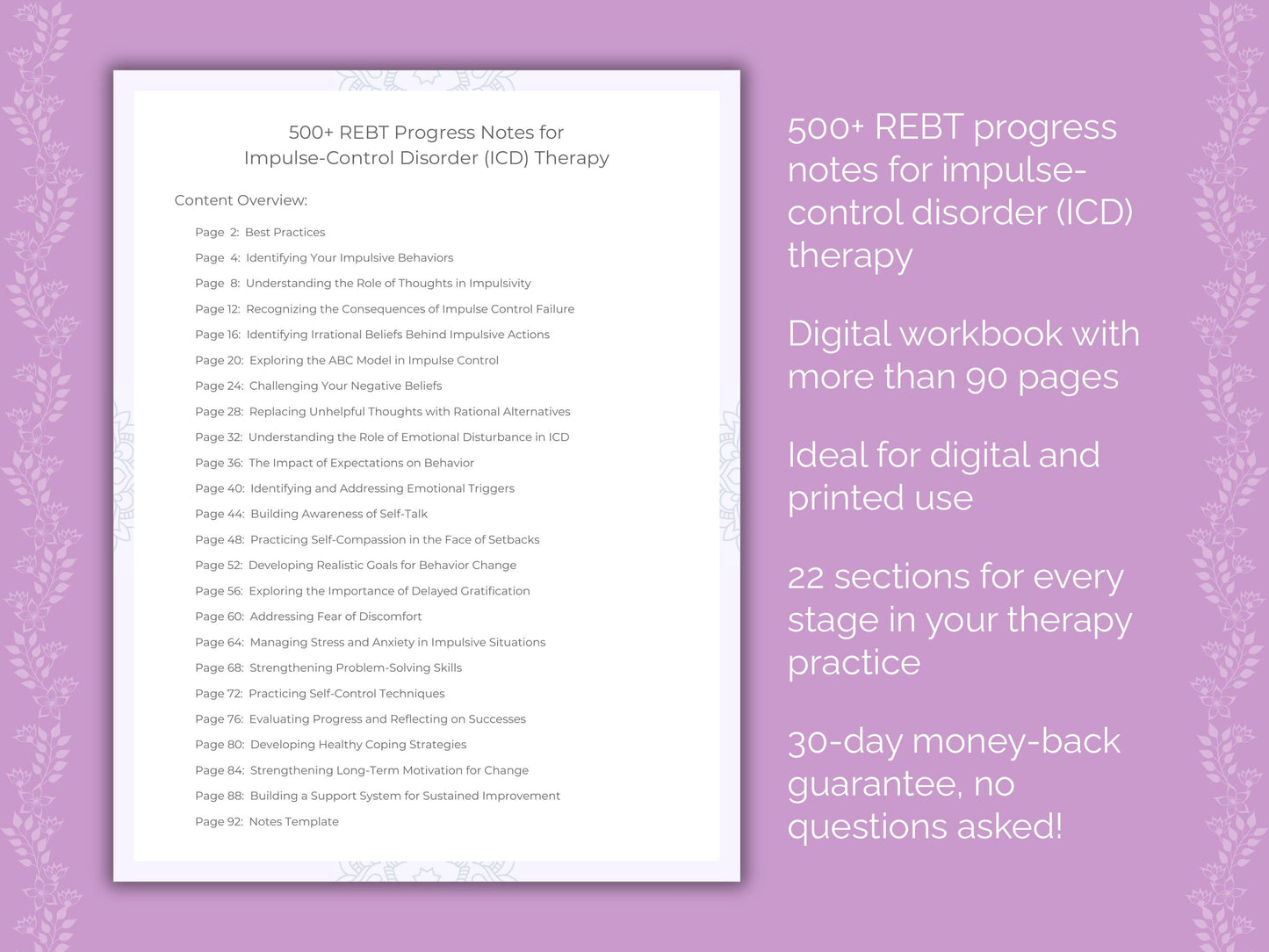 Impulse-Control Disorder (ICD) Rational Emotive Behavior Therapy (REBT) Therapist Worksheets