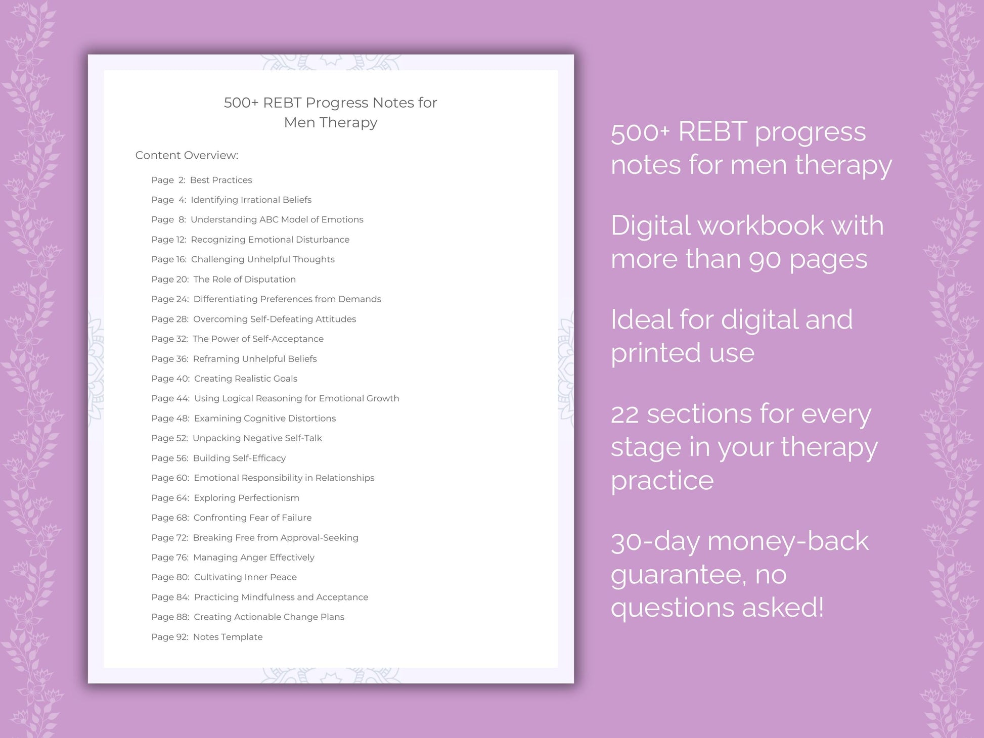 Men Rational Emotive Behavior Therapy (REBT) Therapist Worksheets