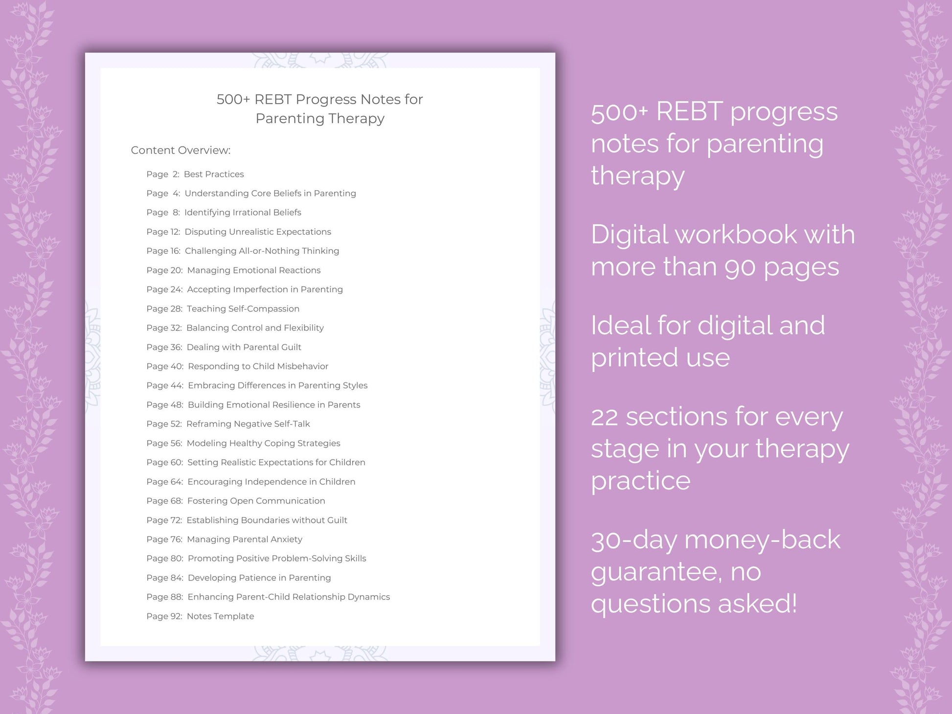 Parenting Rational Emotive Behavior Therapy (REBT) Therapist Worksheets