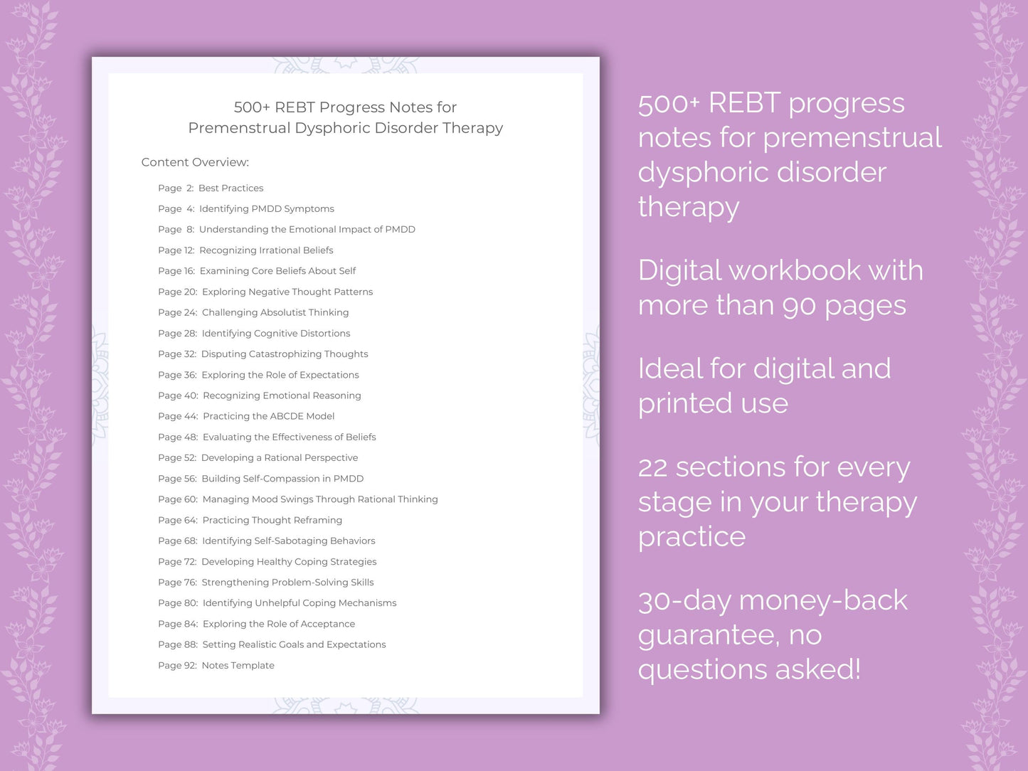 Premenstrual Dysphoric Disorder Rational Emotive Behavior Therapy (REBT) Therapist Worksheets