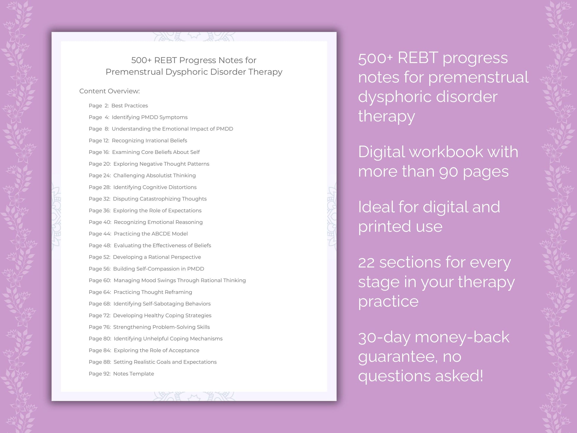 Premenstrual Dysphoric Disorder Rational Emotive Behavior Therapy (REBT) Therapist Worksheets