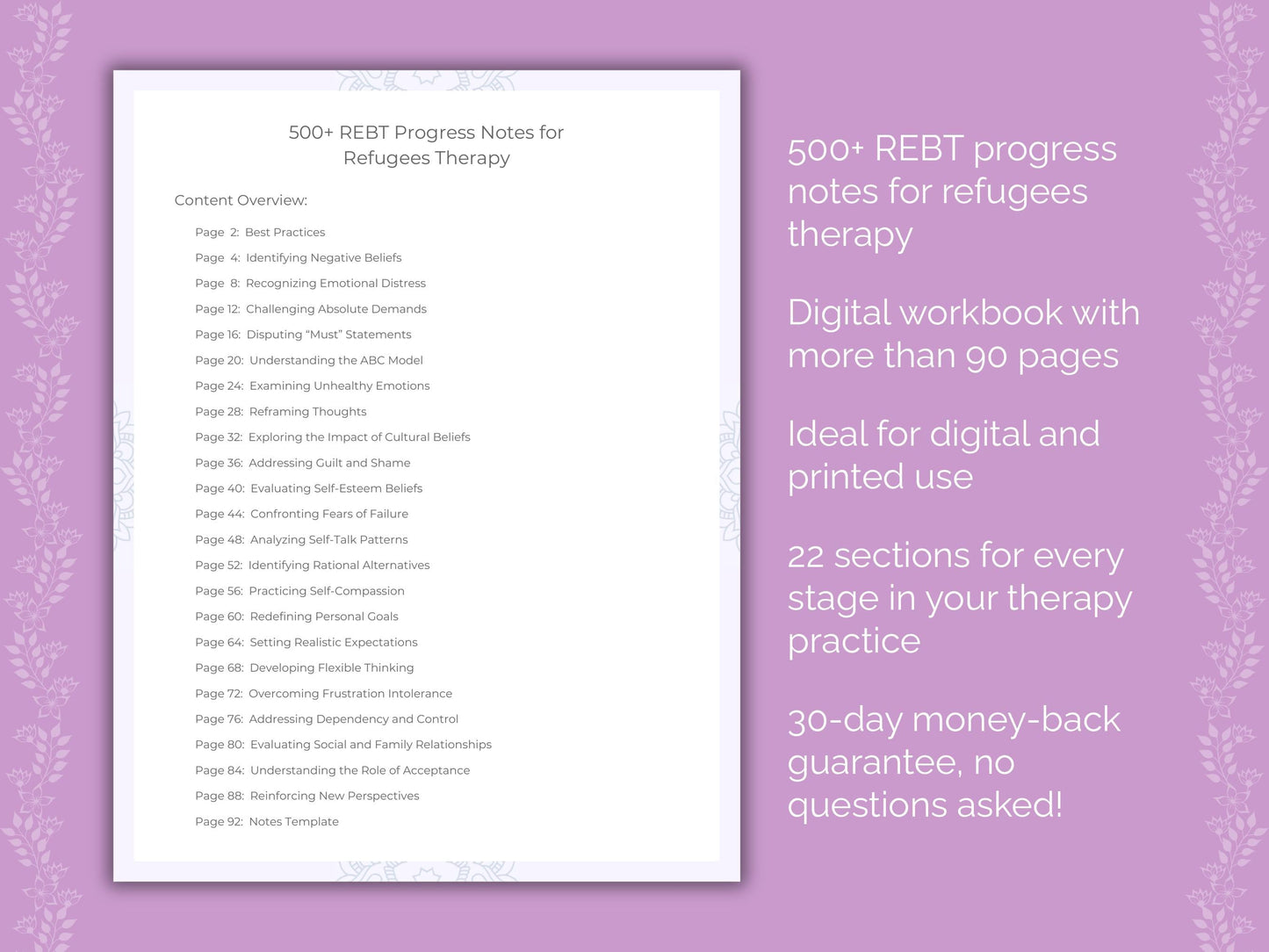 Refugees Rational Emotive Behavior Therapy (REBT) Therapist Worksheets