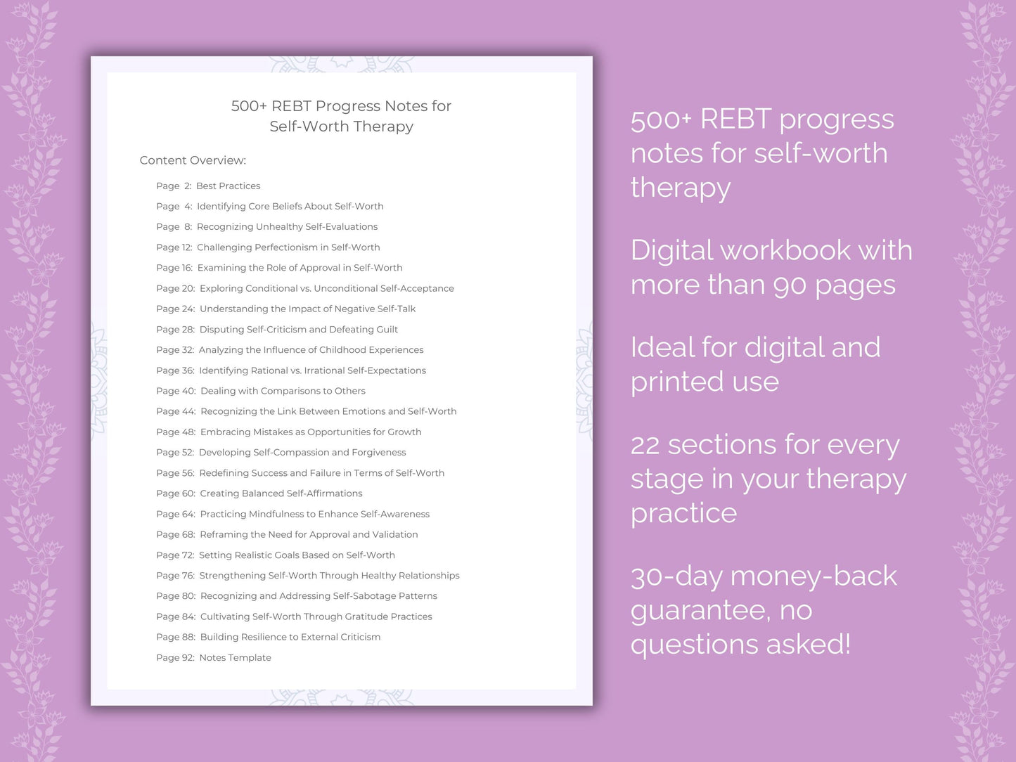 Self-Worth Rational Emotive Behavior Therapy (REBT) Therapist Worksheets