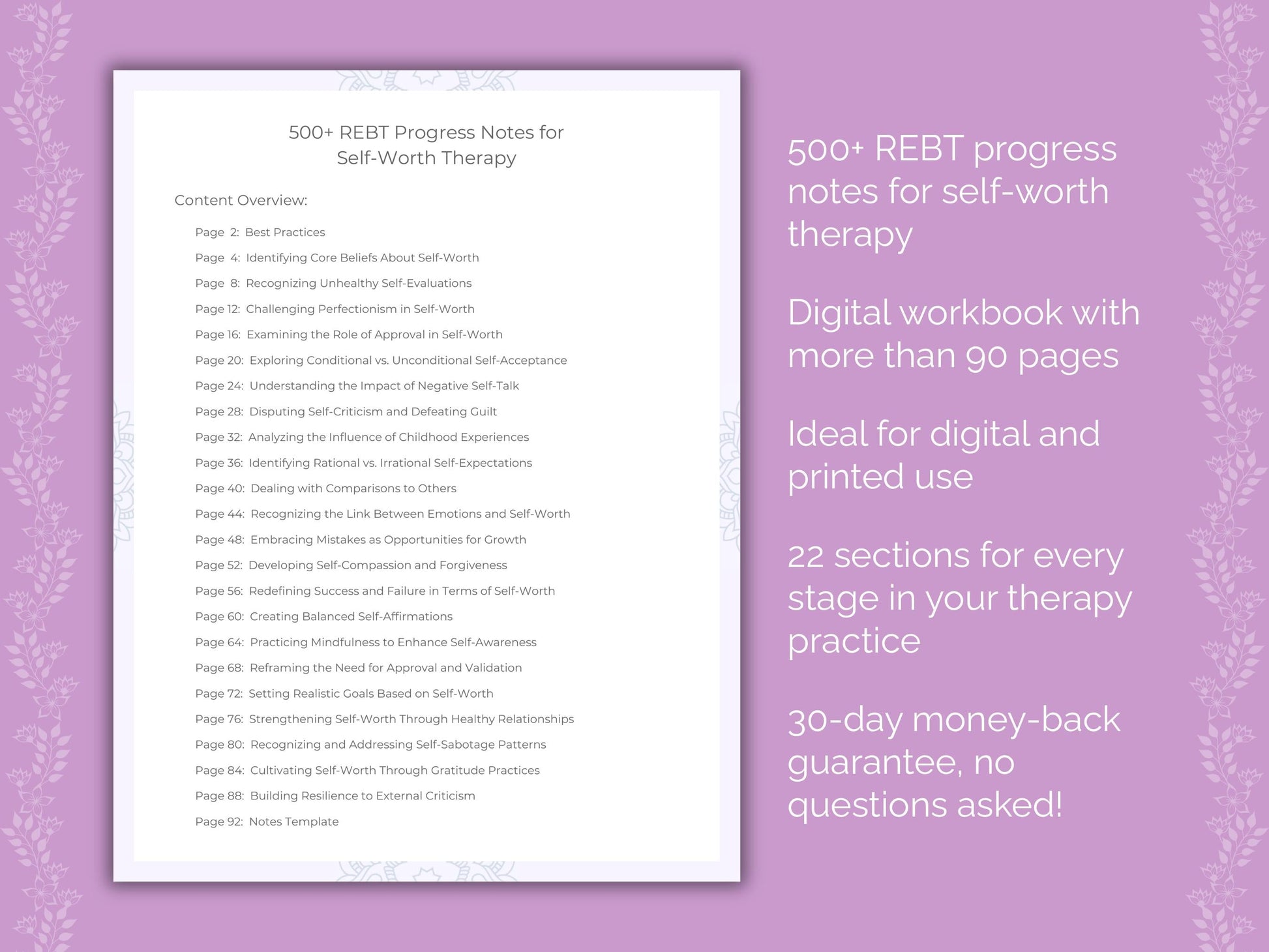 Self-Worth Rational Emotive Behavior Therapy (REBT) Therapist Worksheets