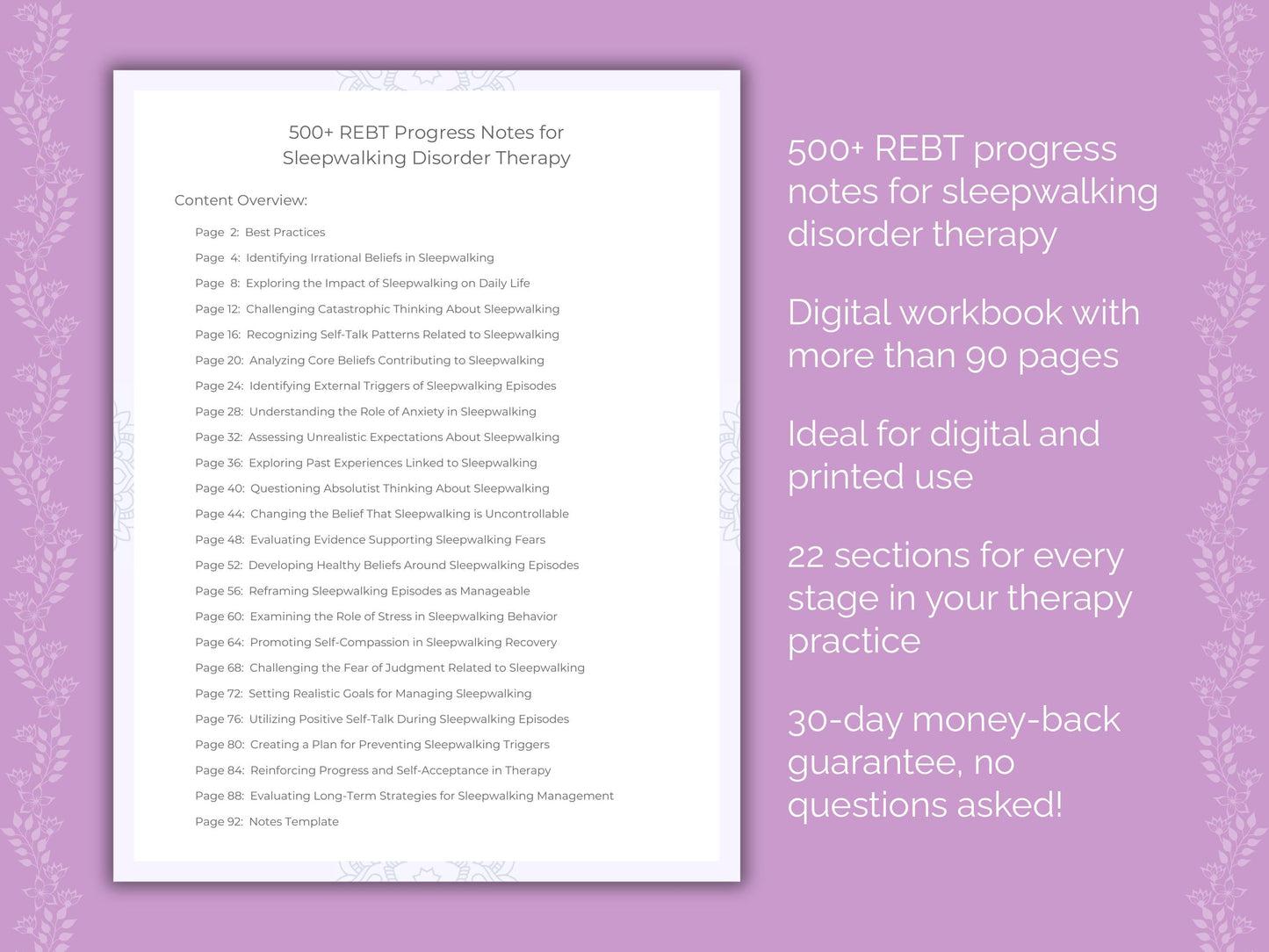 Sleepwalking Disorder Rational Emotive Behavior Therapy (REBT) Therapist Worksheets