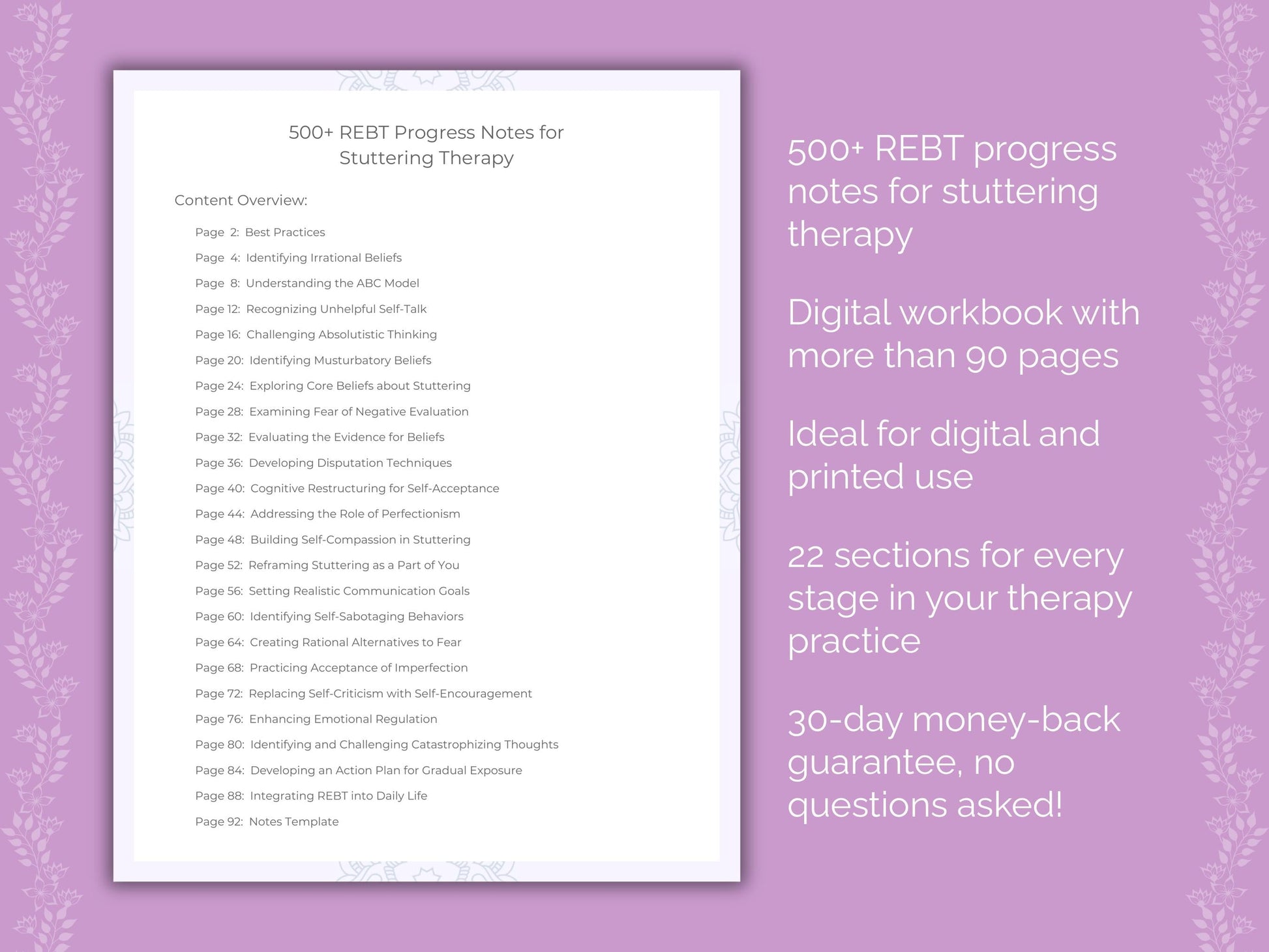 Stuttering Rational Emotive Behavior Therapy (REBT) Therapist Worksheets