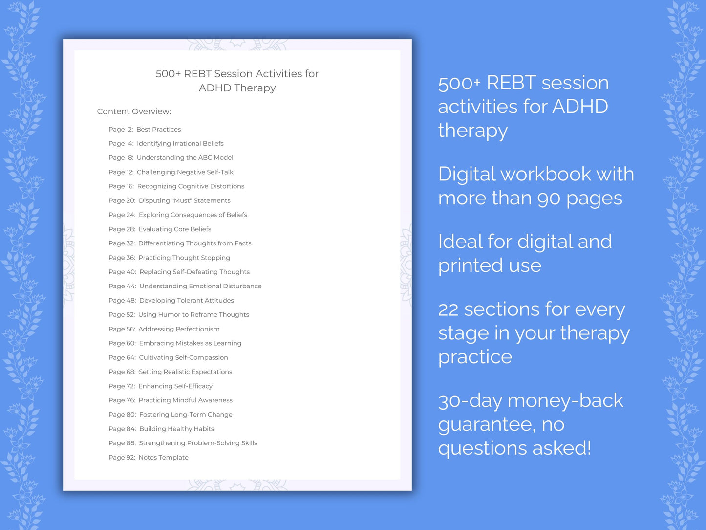 ADHD Rational Emotive Behavior Therapy (REBT) Therapist Worksheets
